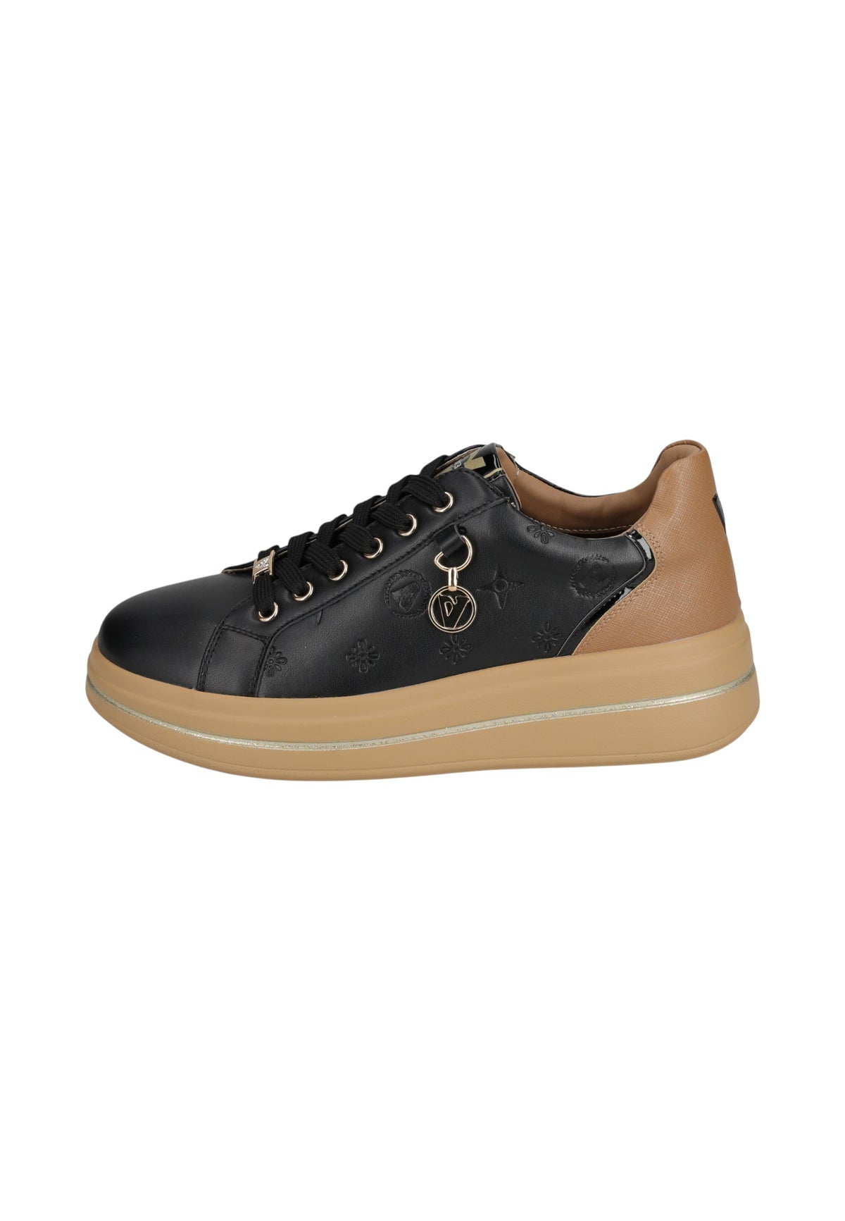 Sneakers Basse Donna Valleverde chiusura con lacci, piccoli motivi impressi sulla tomaia, ciondolo con logo, inserti a contrasto, sottopiede in pelle  35494L
