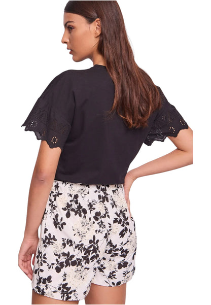 T-Shirt Manica Corta Donna Gaudi Con Maniche In Pizzo
