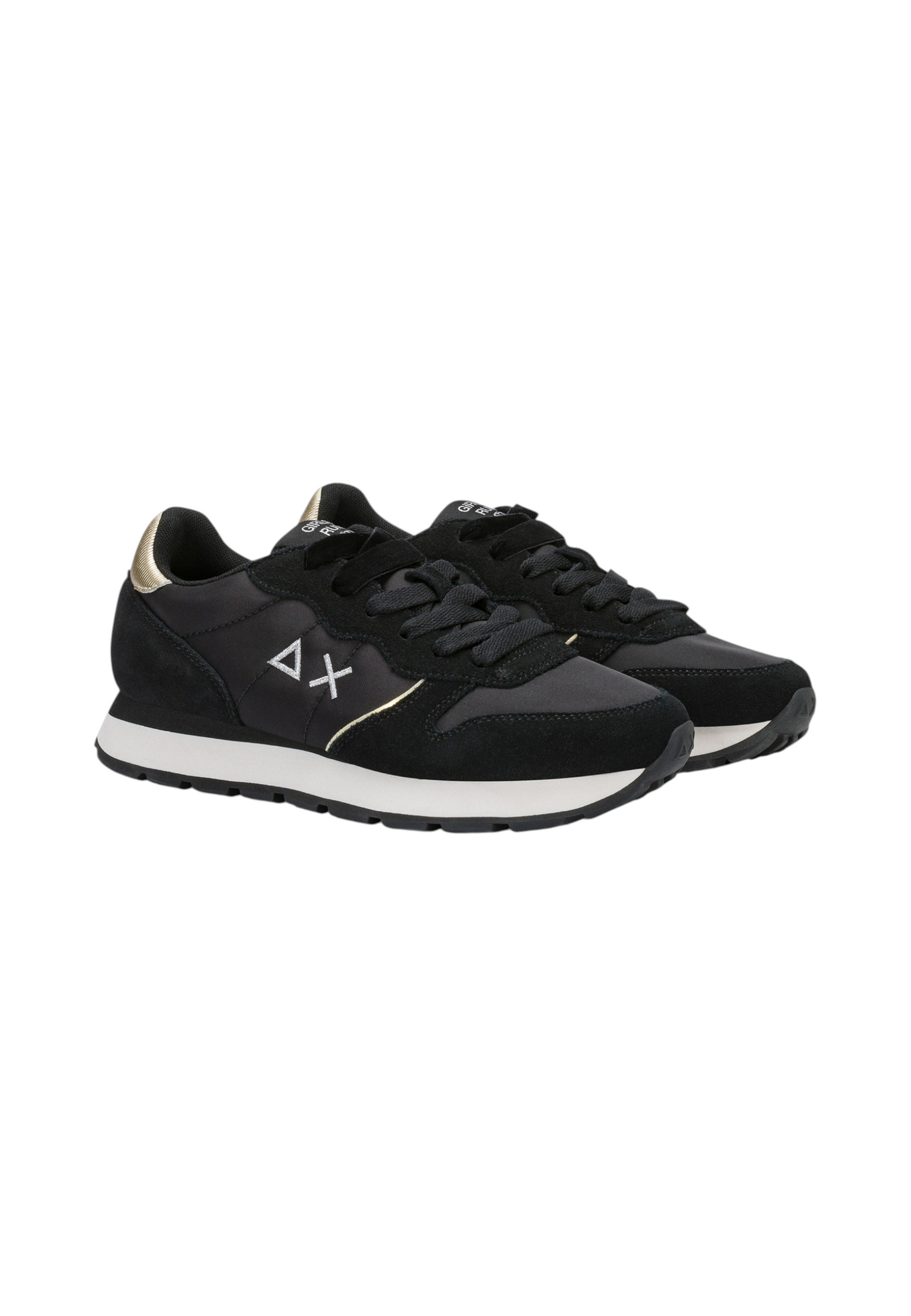 Sneakers Basse Donna Sun68 Stile Running, Nylon E Suede, Dettagli Laminati Ally Silver Gold Z46202