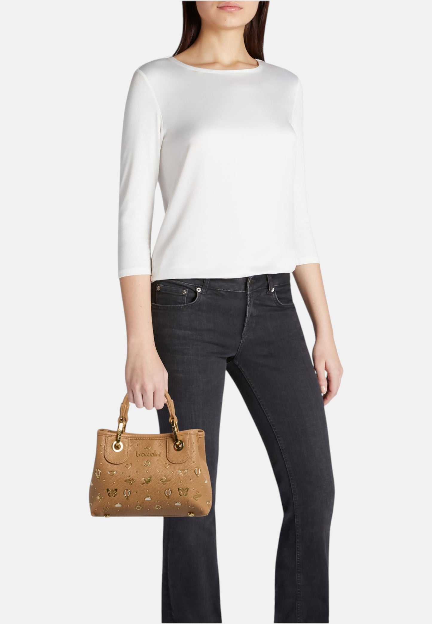Borsa A Mano Donna Braccialini Small Con Doppio Manico Con Tracolla Beth Strass B18883YY