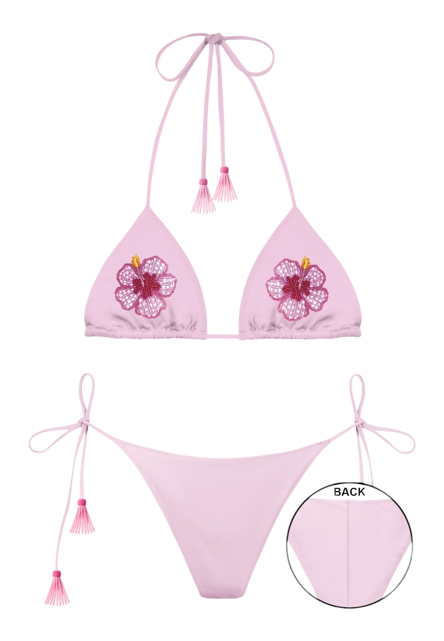 Bikini 2 Pezzi Donna Mc2 Saint Barth Triangle Annabelle + Slip Marielle Beads Hibiscus Maleah MALE002