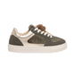 Sneakers Basse Donna Nero Giardini Tomaia in pelle scamosciata e tessuto, pannelli animalier, finiture metallizzate, pompon decorativo, suola in gomma, Made in Italy  I633722F