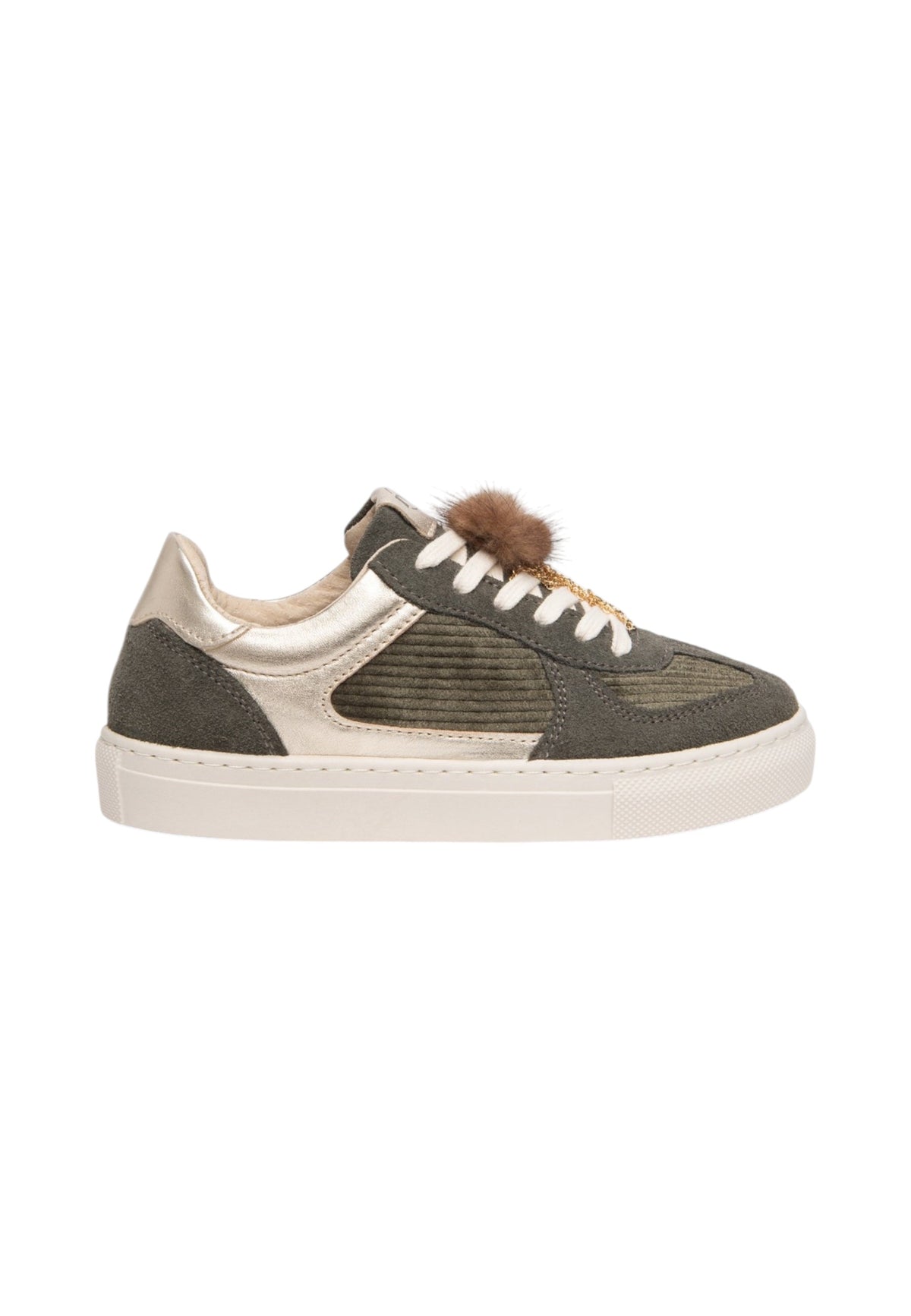 Sneakers Basse Donna Nero Giardini Tomaia in pelle scamosciata e tessuto, pannelli animalier, finiture metallizzate, pompon decorativo, suola in gomma, Made in Italy  I633722F