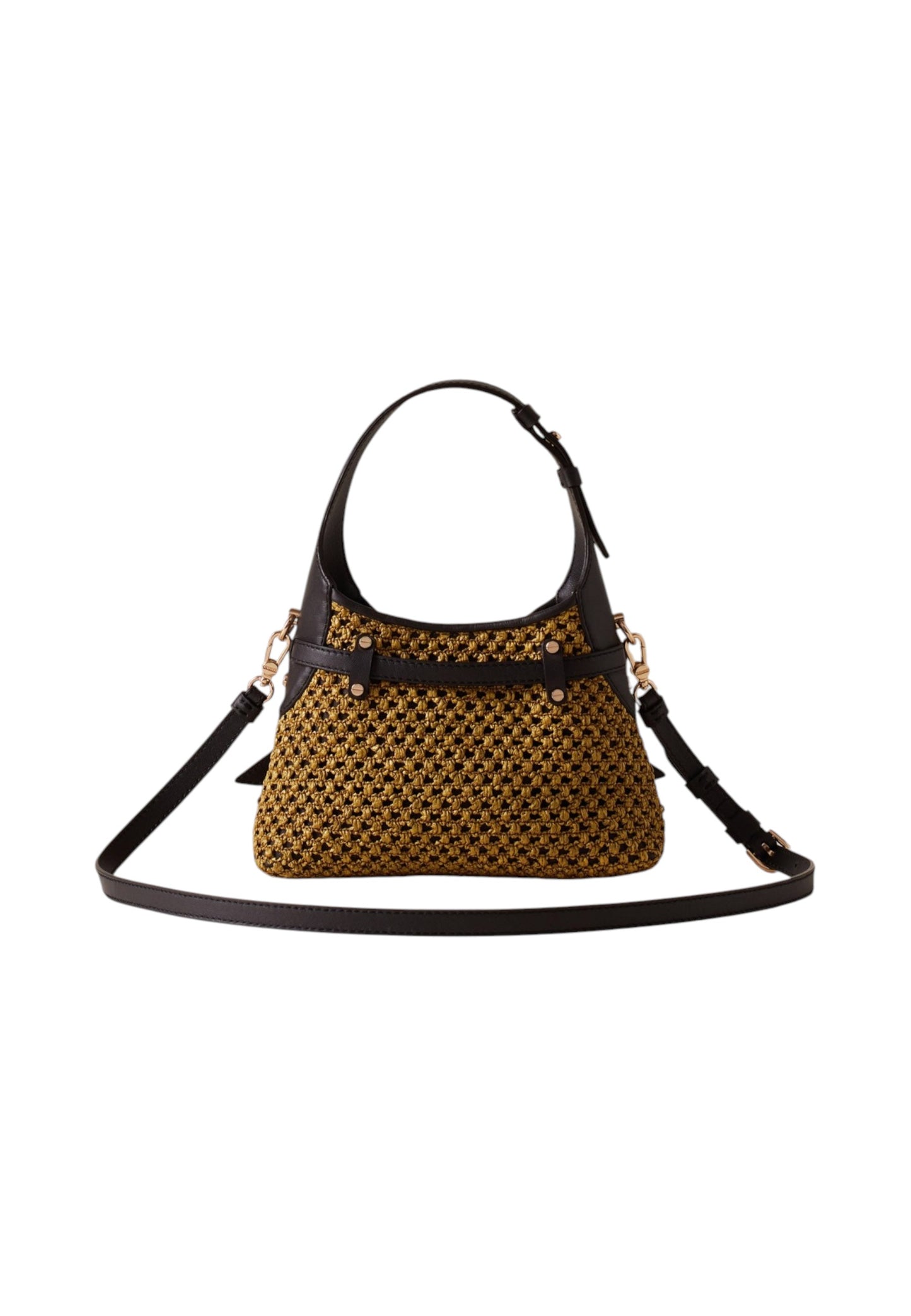 Borsa A Spalla Donna Borbonese Hobo Mini In Paglia Traforata Con Tracolla Halo 910103710379