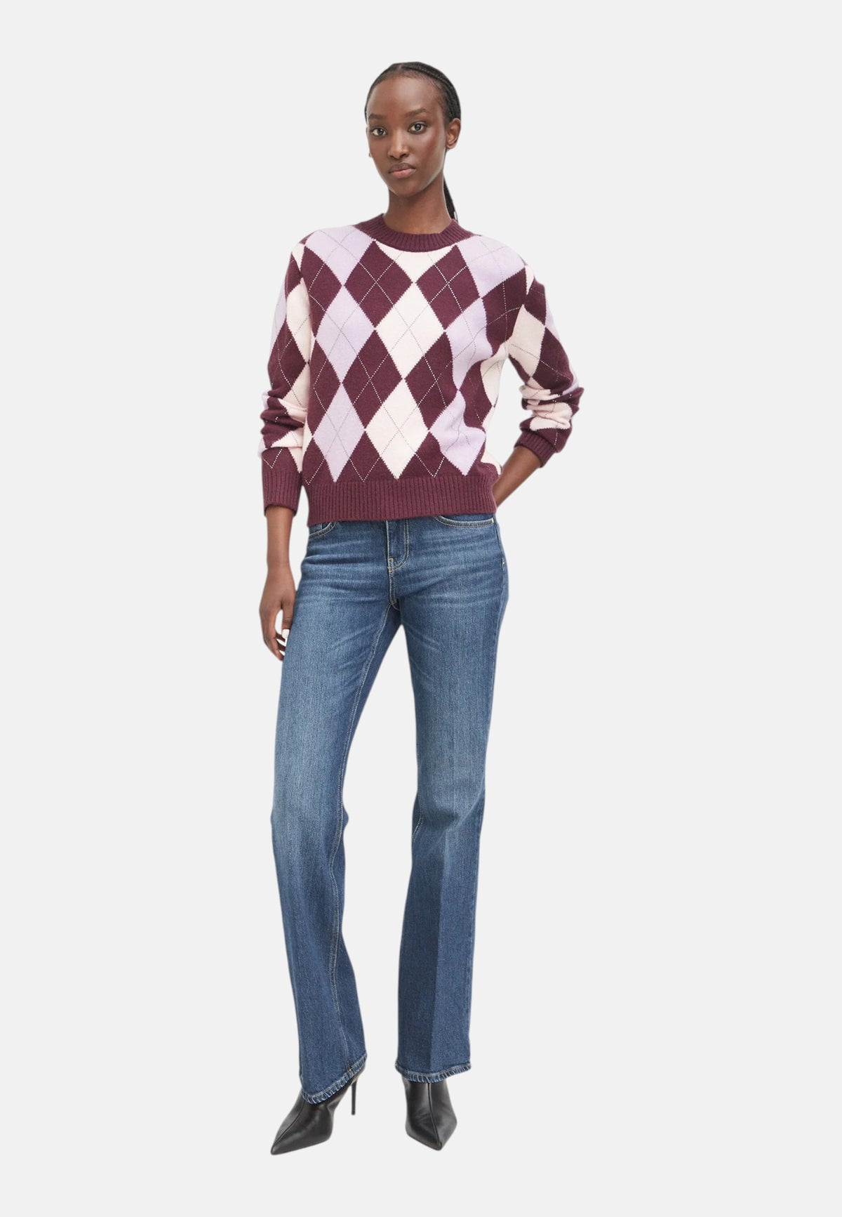 Maglione A Girocollo Donna Guess Motivo argyle Gracie W6BR48Z1447