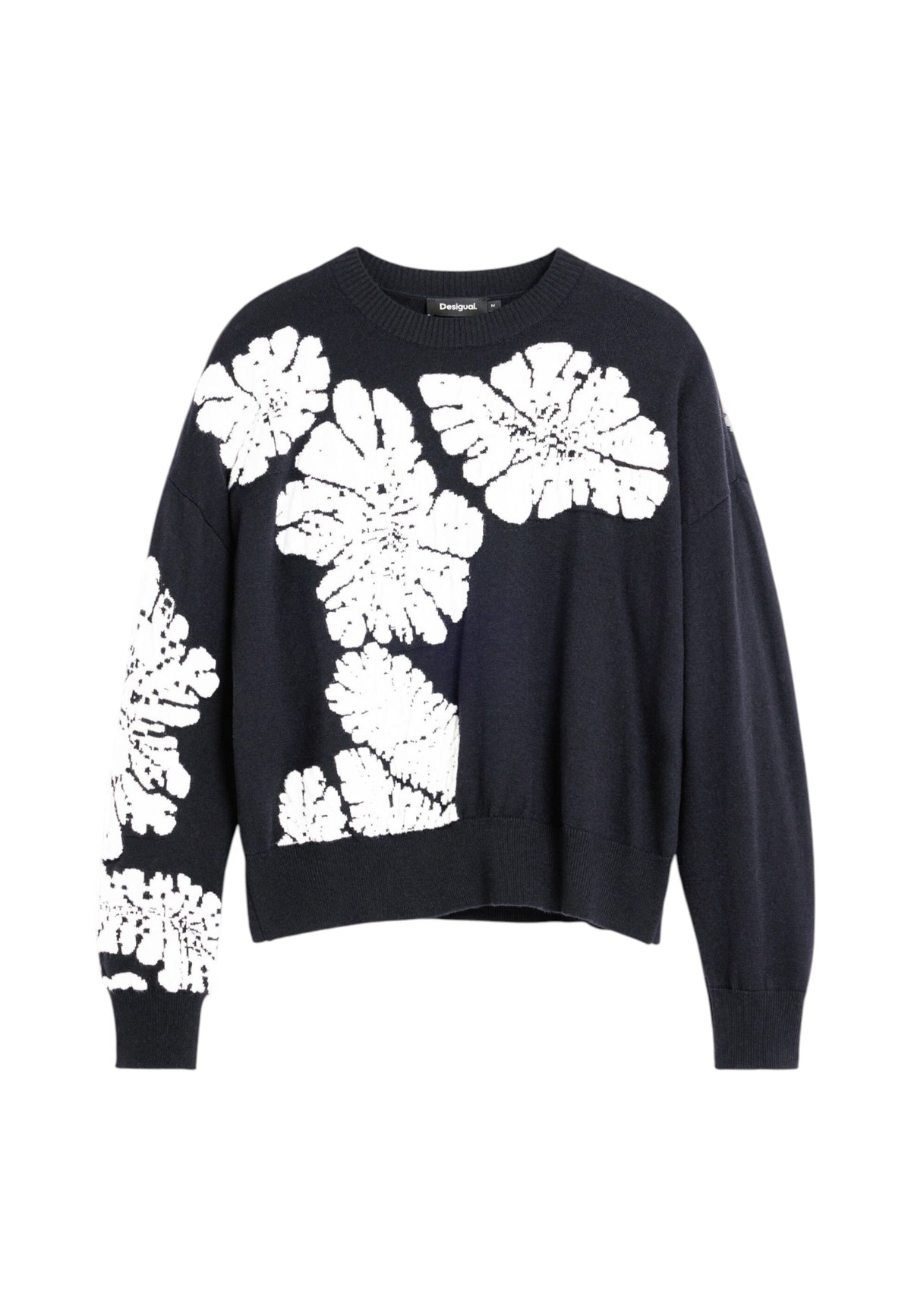 Maglione A Girocollo Donna Desigual Collaborazione M. C. Lacroix, Motivo a foglie, Fit loose, Maglia fine, Poliestere riciclato Bubbles 26WWJF09