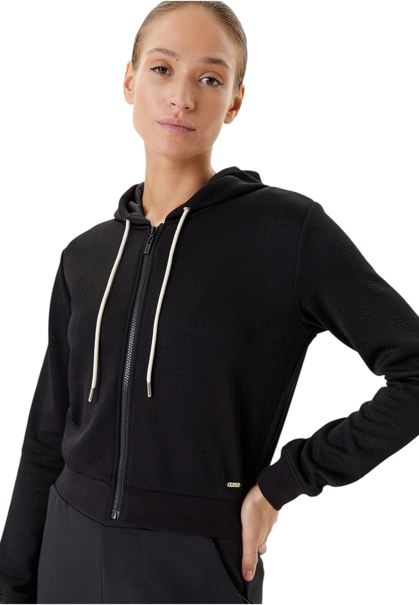 Felpa Con Cappuccio Donna Guess Con Zip 3D Peony V5YQ06KBSL2
