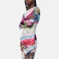Vestito Lungo Donna Desigual Motivo astratto, Fit slim, Manica lunga, Orlo asimmetrico Helsinki 26WWVK31