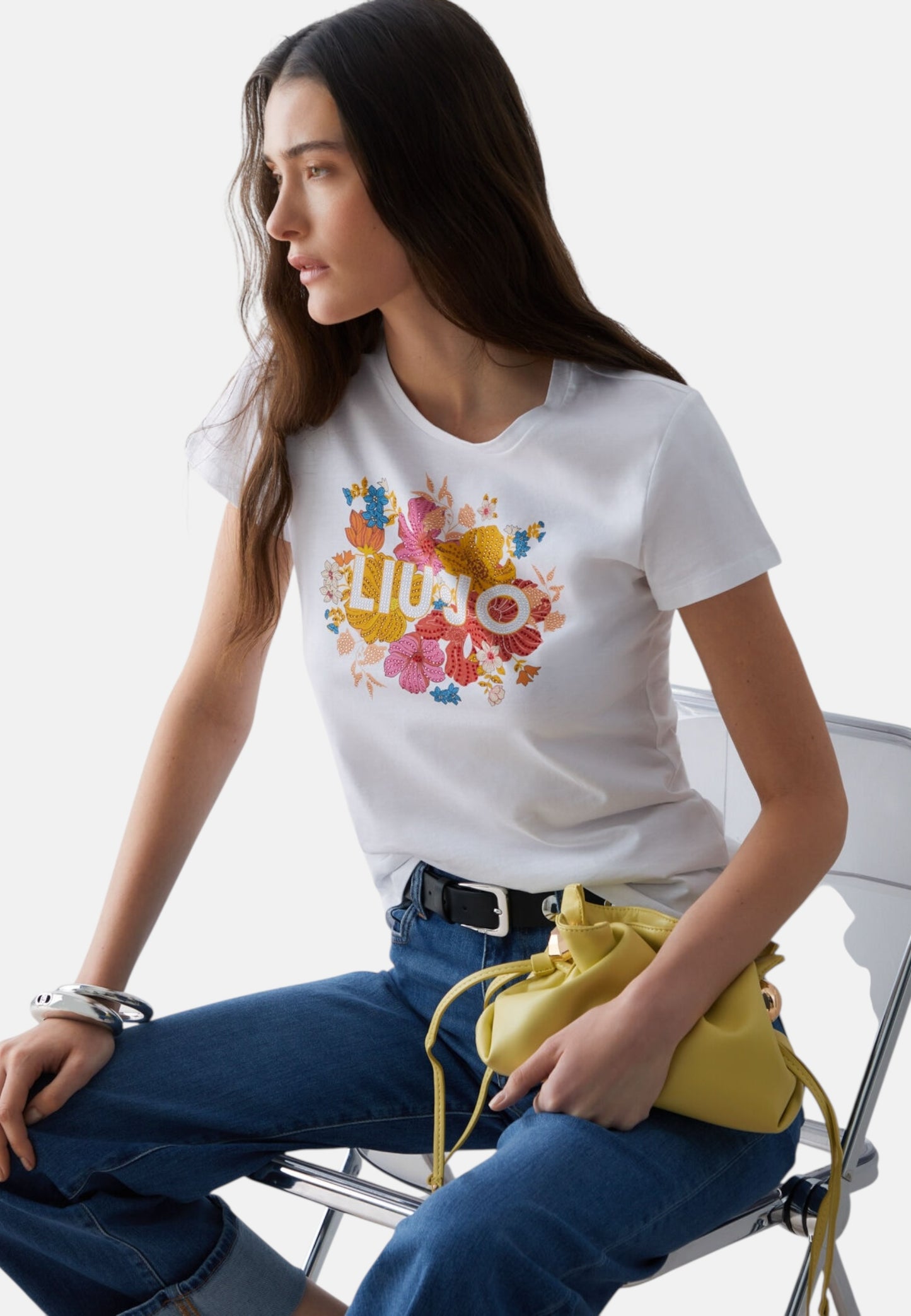 T-Shirt Manica Corta Donna Liu Jo Liujo Red Blooming Eco Line WA6493JS923