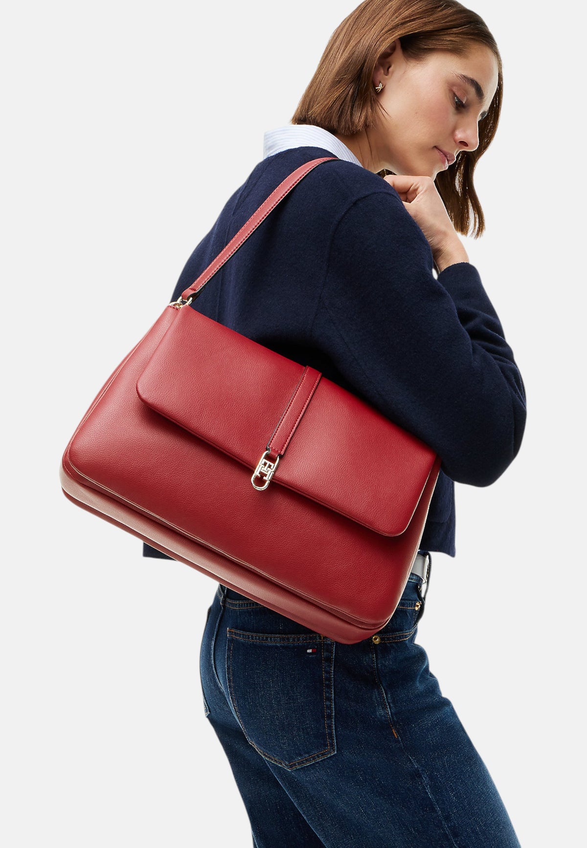 Borsa A Spalla Donna Tommy Hilfiger Satchel Th Libre AW0AW19197