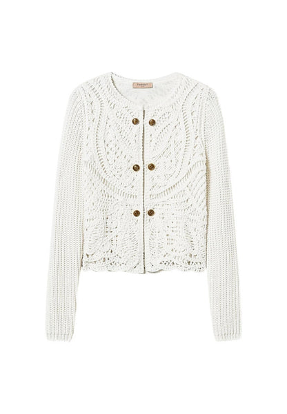 Cardigan  Donna Twinset In Maglia Con Crochet  242TP3474