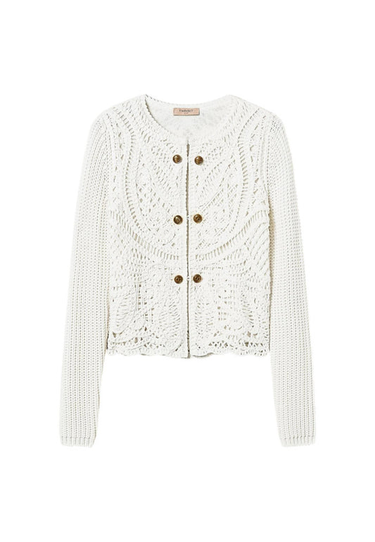 Cardigan  Donna Twinset In Maglia Con Crochet  242TP3474