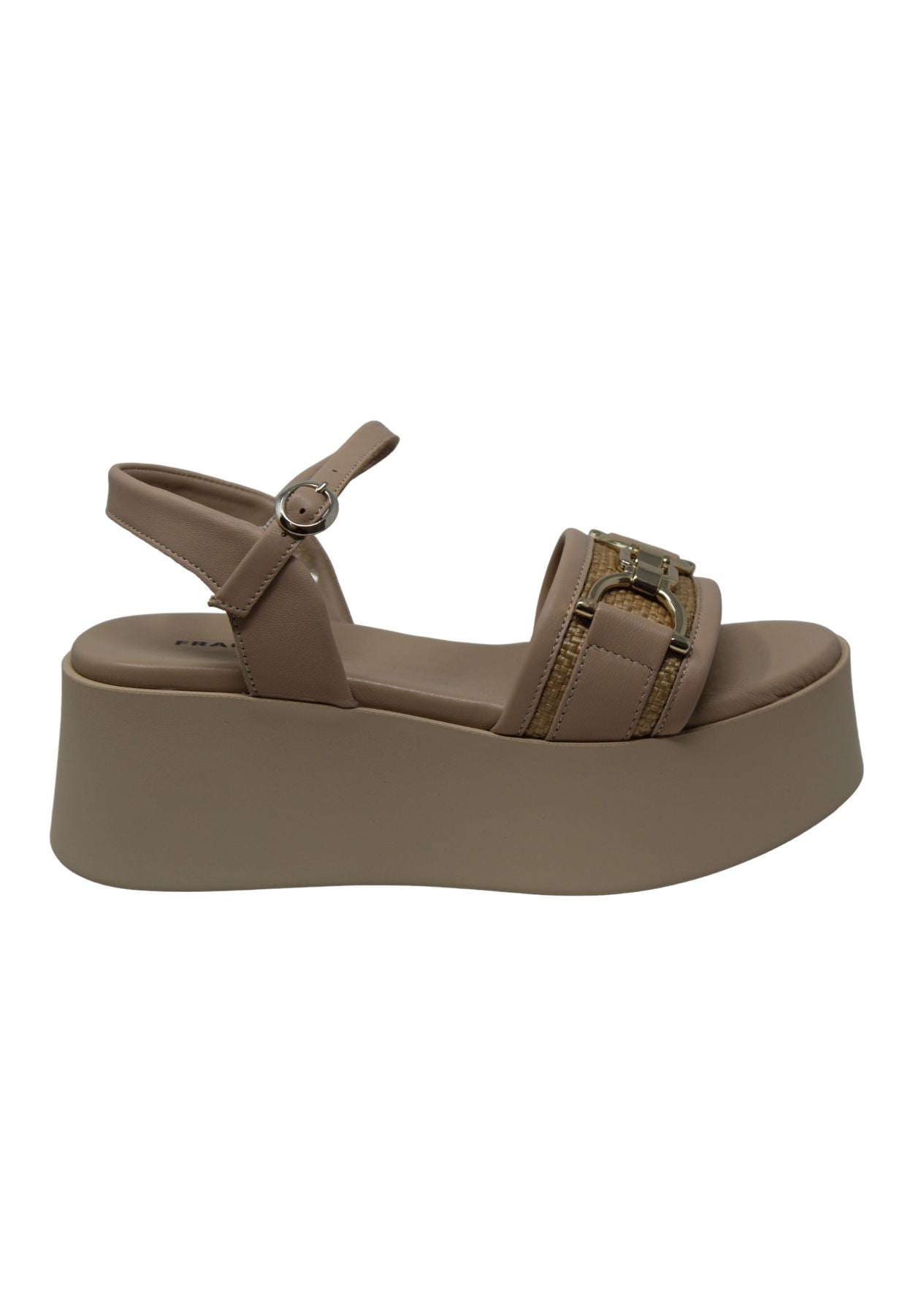 Sandali Con Zeppa Donna Frau  Rafia 88I5