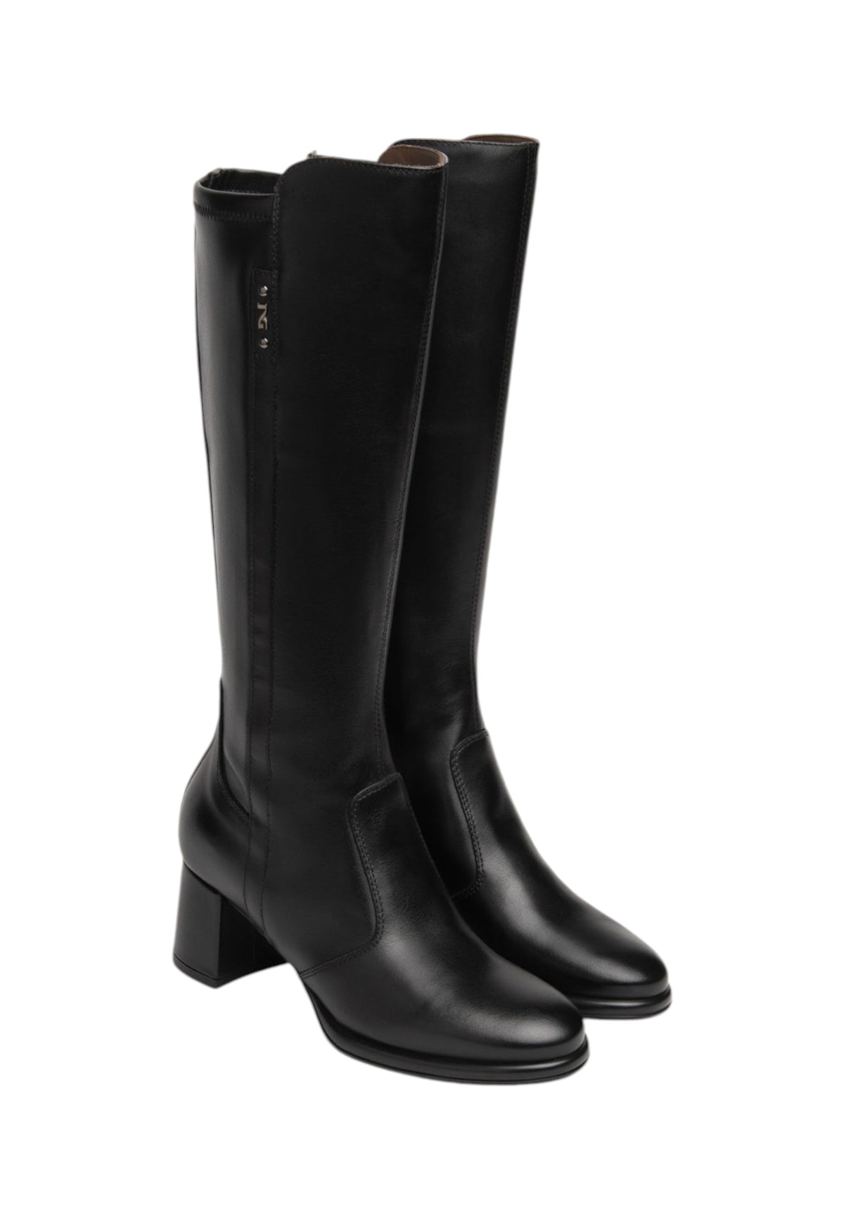 Stivali Con Tacco Donna Nero Giardini Tomaia in pelle, gambale lineare, punta affusolata, chiusura laterale con zip, tacco largo, Made in Italy  I617697D