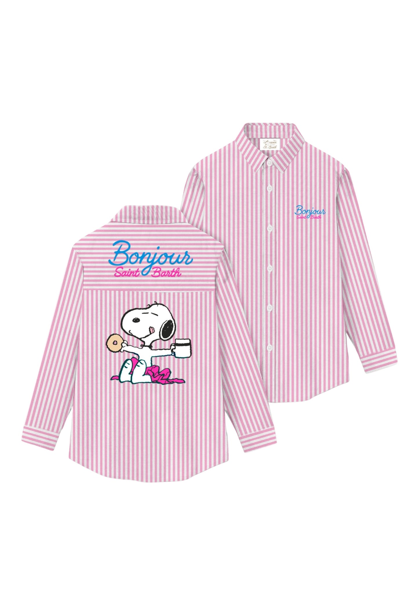 Camicia Manica lunga Donna Mc2 Saint Barth Stripes V Snoopy Bonjour Brigitte Embry BRIG005