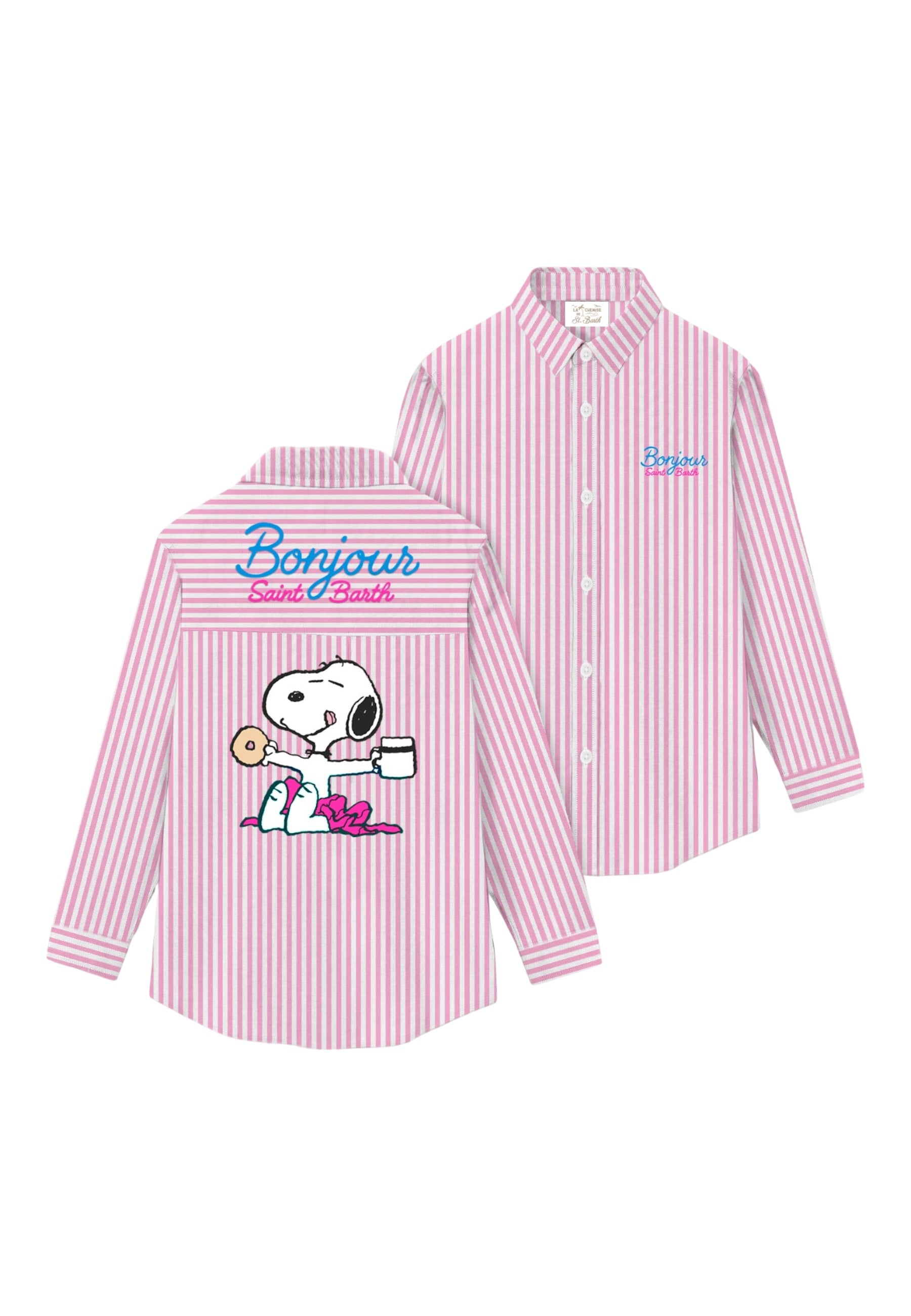 Camicia Manica lunga Donna Mc2 Saint Barth Stripes V Snoopy Bonjour Brigitte Embry BRIG005