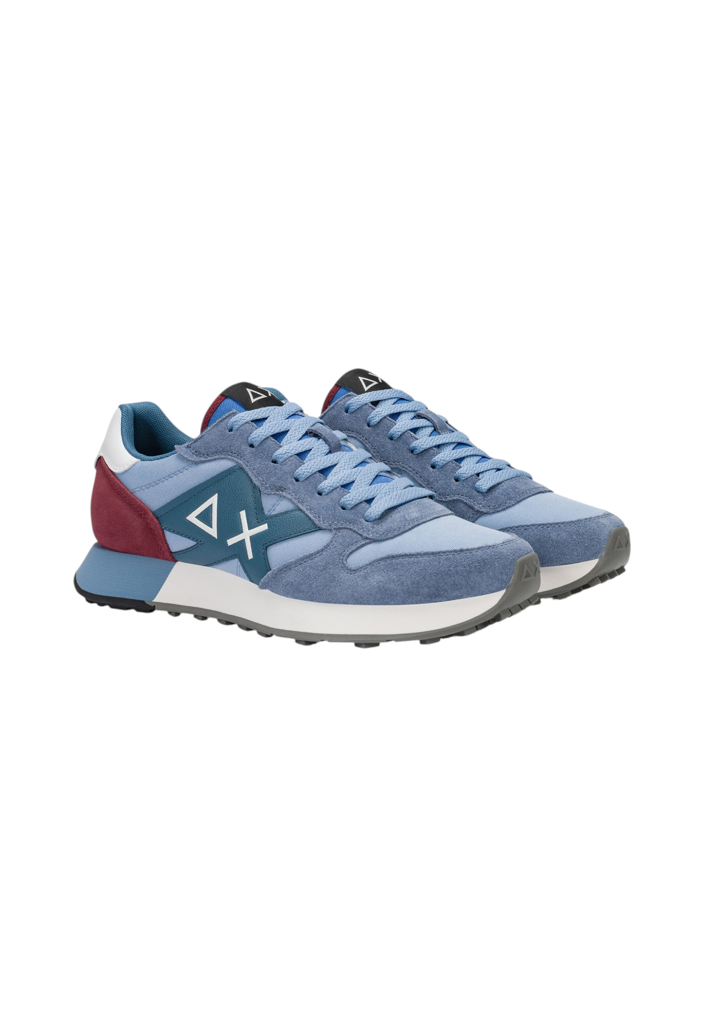 Sneakers Basse Uomo Sun68 Stile Running, Nylon E Suede, Maxi Logo Ricamato, Dettagli A Contrasto Jaki 2.0 Solid Z46121
