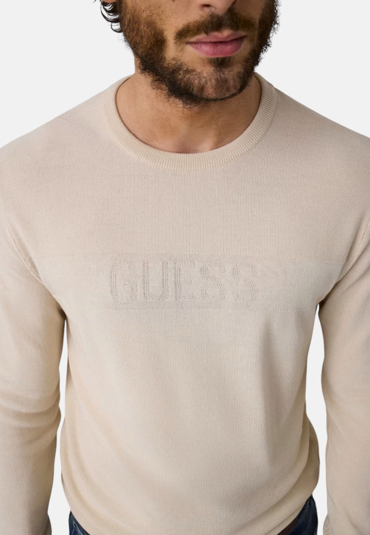 Maglione A Girocollo Uomo Guess Stitched Logo Mike M6YR17Z0922