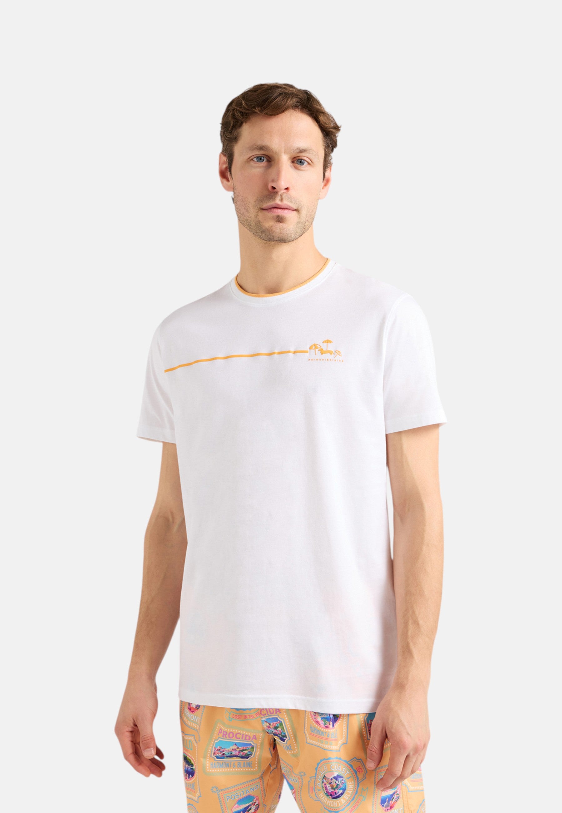 T-Shirt Manica Corta Uomo Harmont & Blaine Con Stampa Mare  IRQ421021055