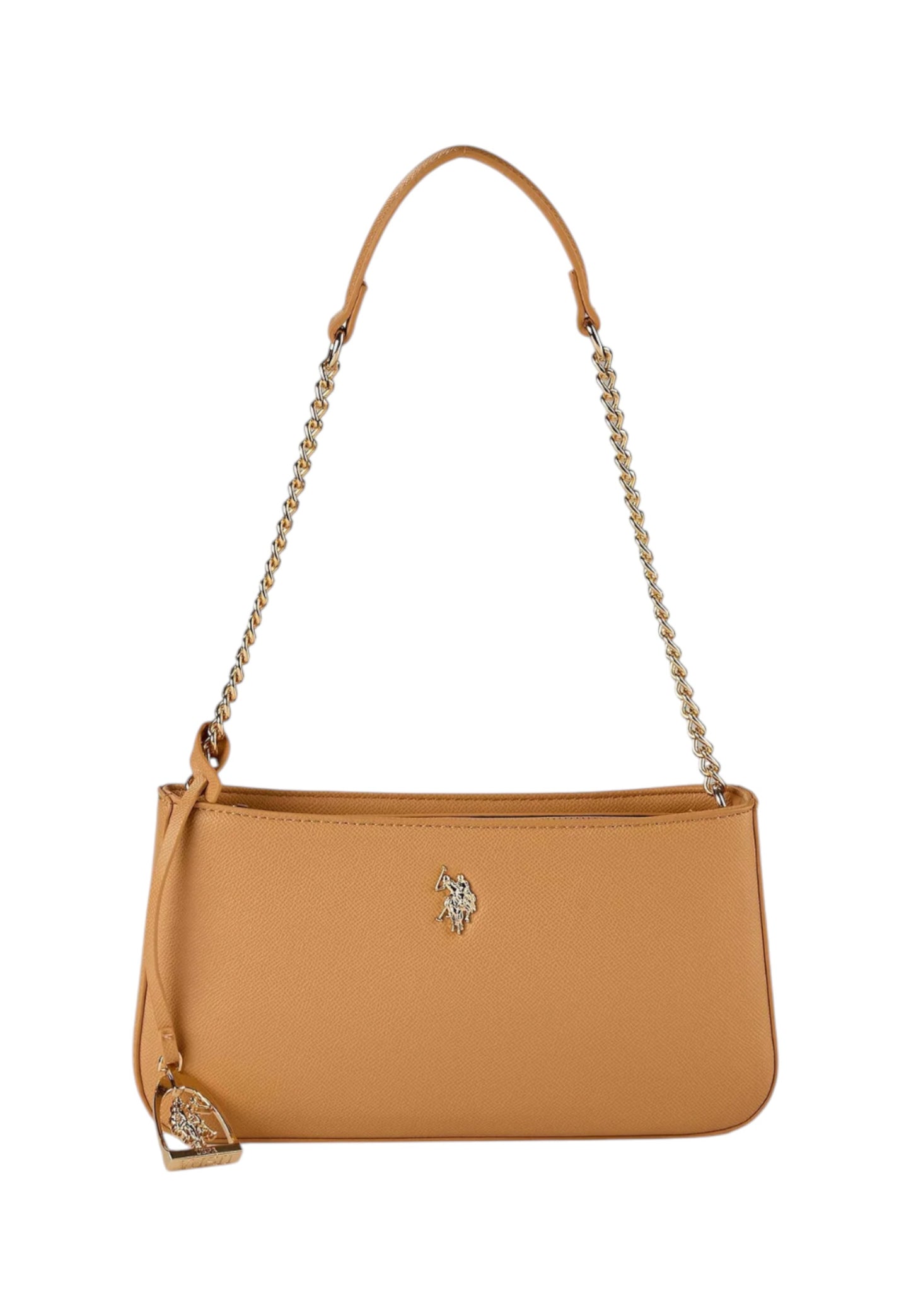 Borsa A Spalla Donna U.S. Polo Assn. Small Hobo Con Chain Poliuretano Camel Jones BEUJE8663WVP