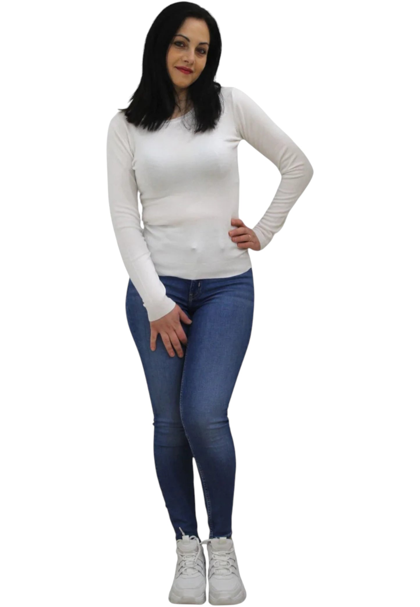 Maglione A Girocollo Donna White Wise   ESS104