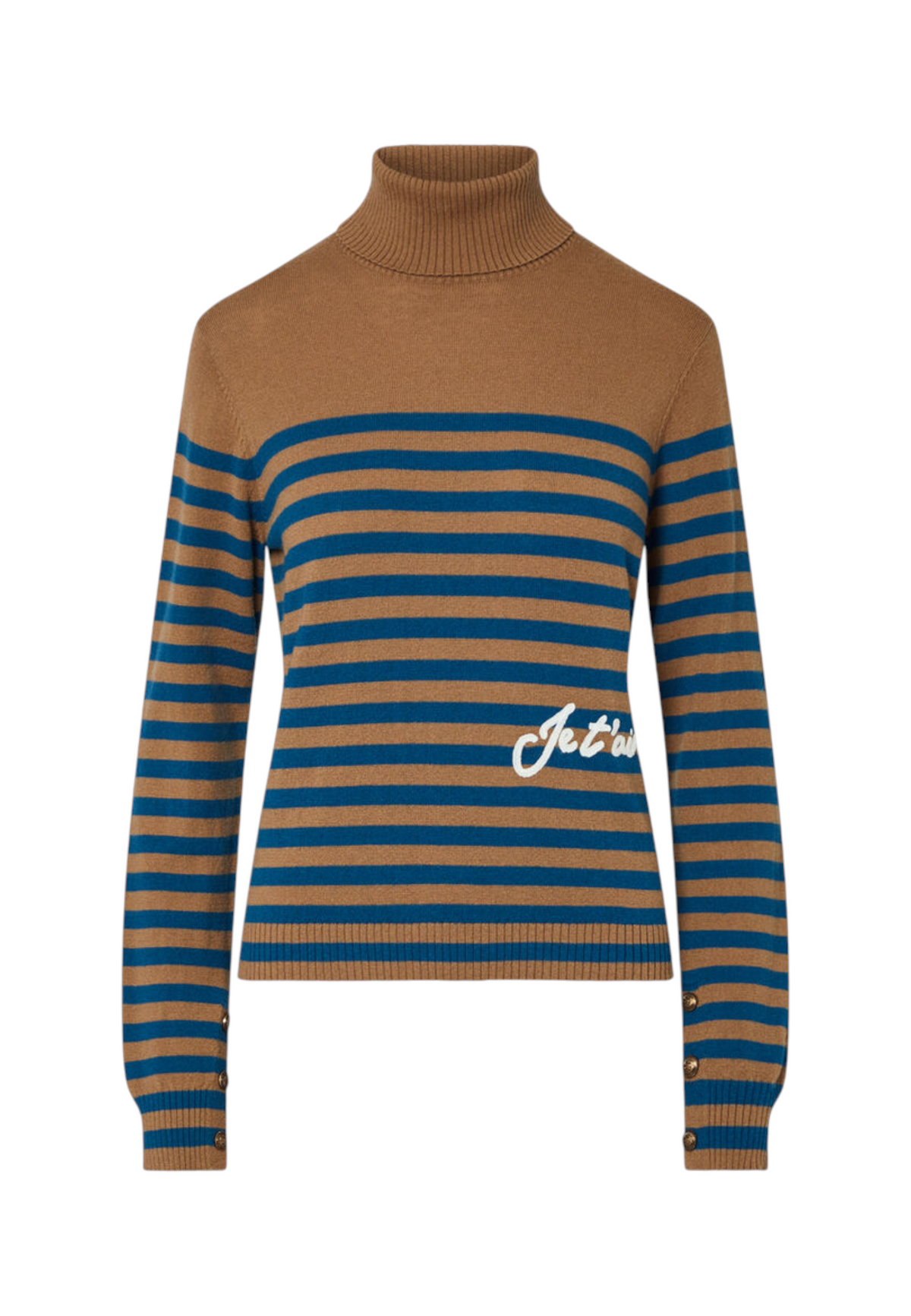 Maglione Collo Alto Donna Liu Jo A Righe Con Ricamo  WF6387MA88R