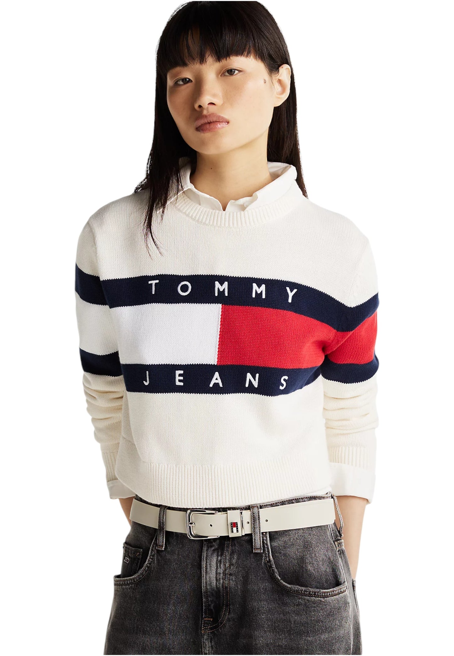 Maglia A Girocollo Donna Tommy Jeans  Tjw Center Flag