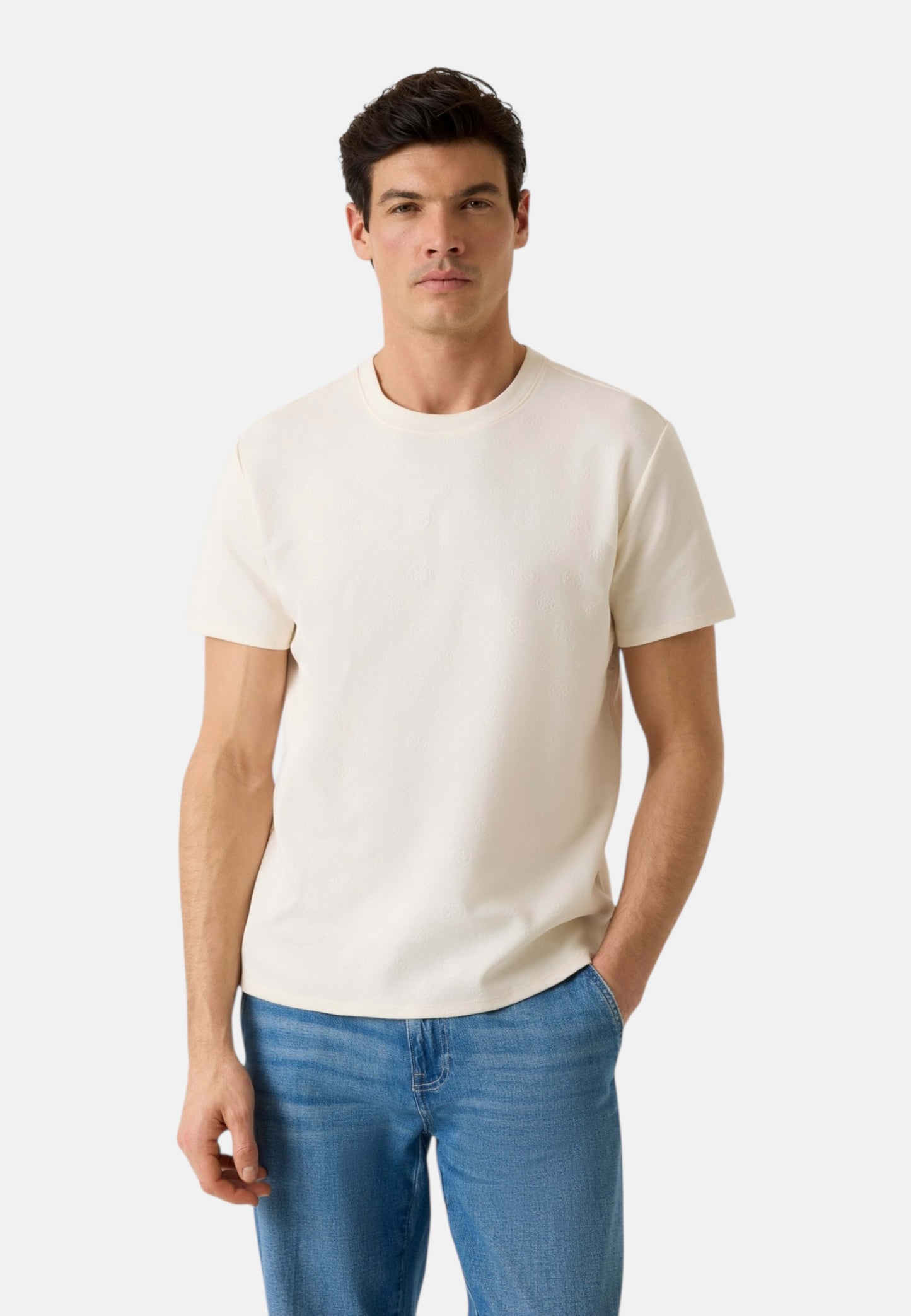 T-Shirt Manica Corta Uomo Guess Peony Logo Nico Embossed M6GP26K3177
