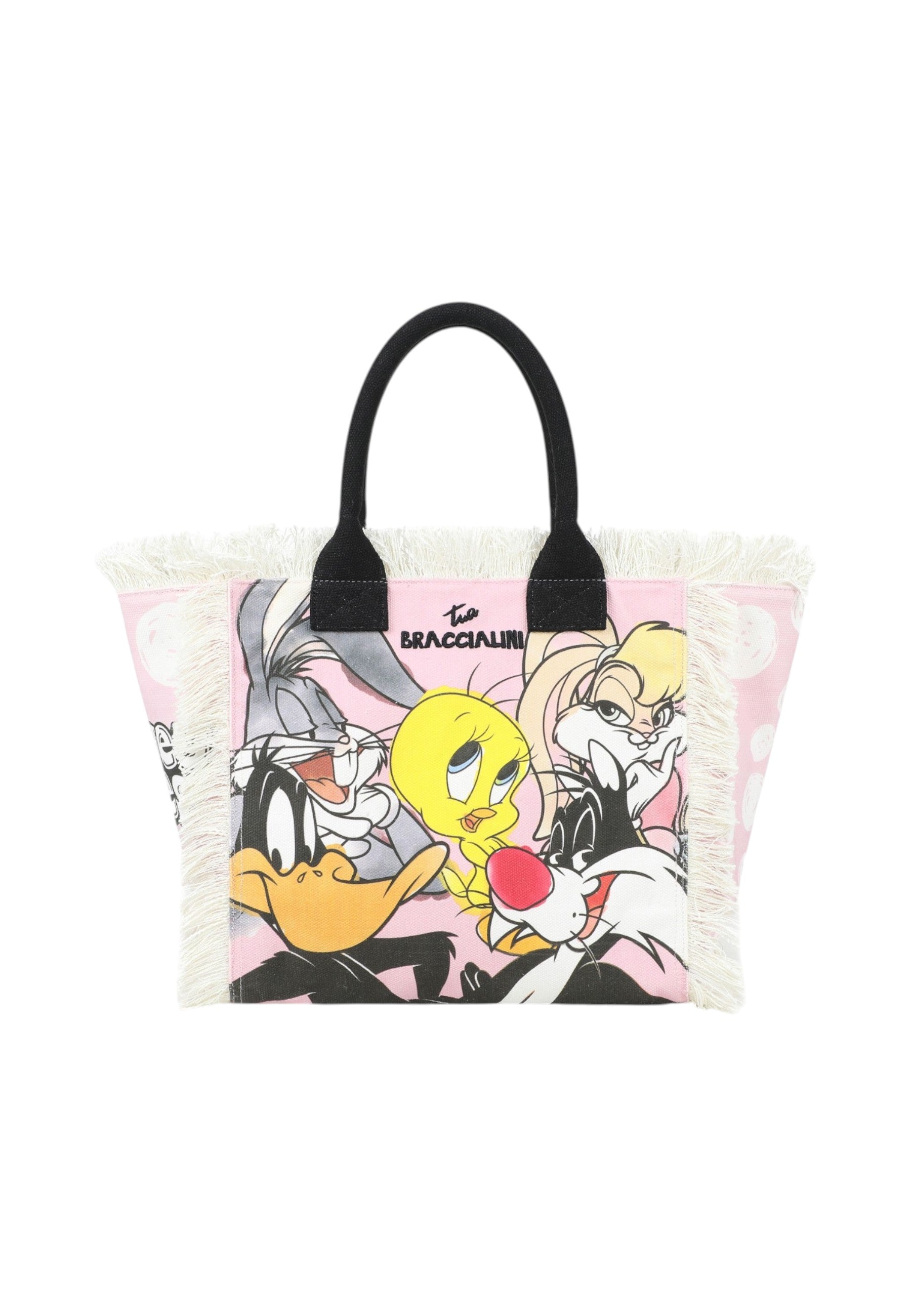 Borsa A Mano Donna Braccialini Summer In Tessuto Canvas Stampa Looney Tunes Summer Special Lt LT270TC