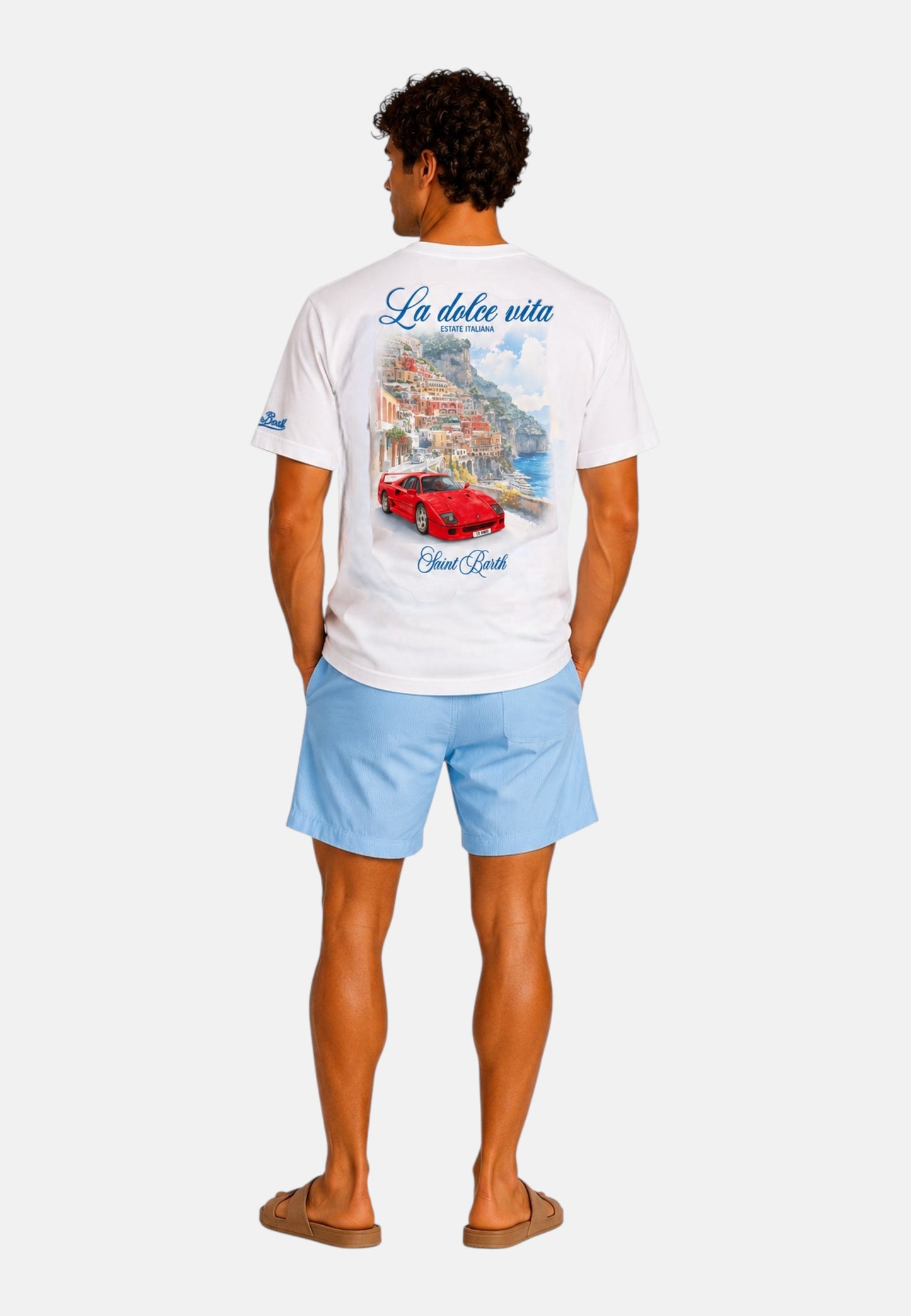 T-Shirt Manica Corta Uomo Mc2 Saint Barth Stampa/Ricamo Fronte E Retro Dolce Vita Estate Portland PRL0002