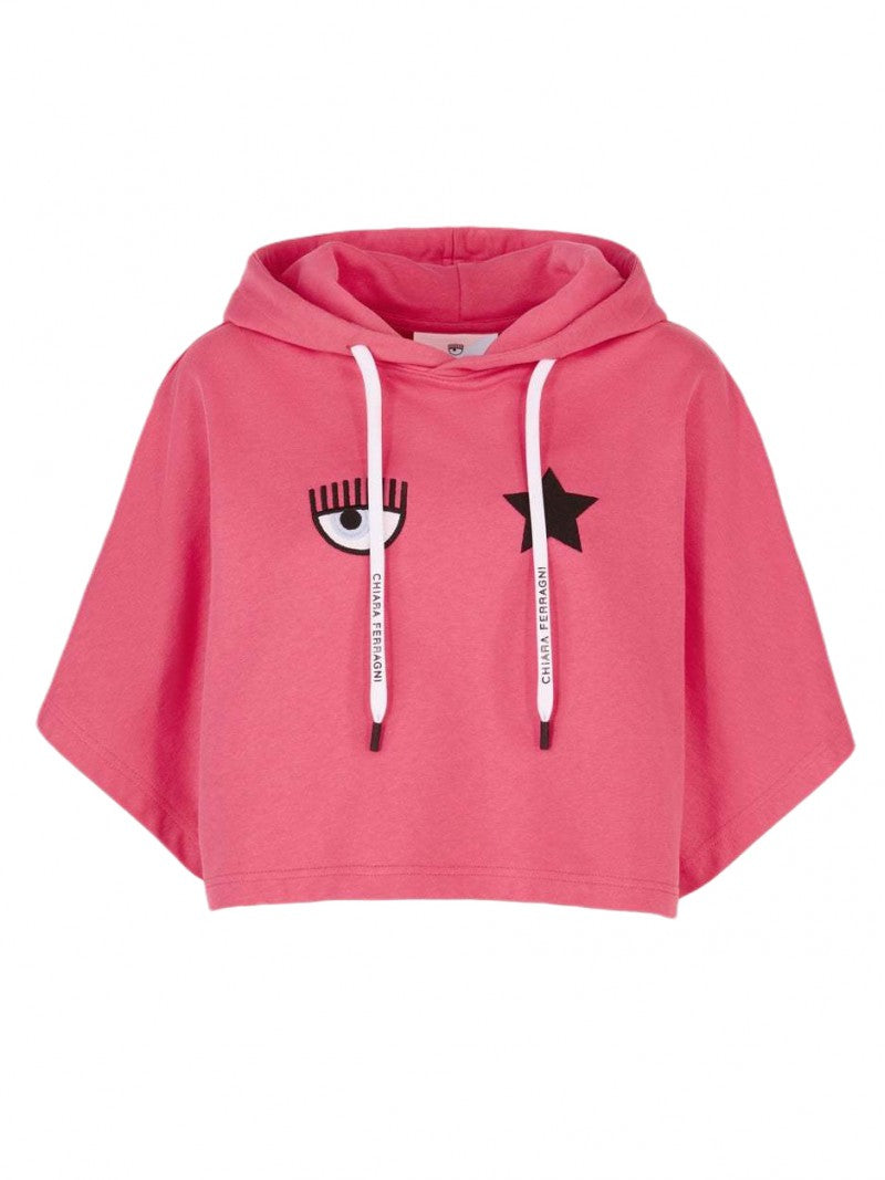 Felpa Con Cappuccio Donna Chiara Ferragni Cropped Manica Corta  72CBIT12CFT02