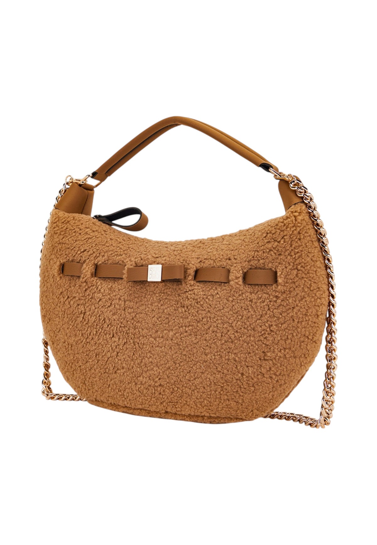 Borsa A Spalla Donna Save My Bag Borsa a spalla arrotondata, Manico singolo, Tracolla a catena removibile, Chiusura con zip, Logo Save My Bag in metallo, Texture effetto teddy, Dimensioni: 43 x 7 x 27 Cm Arianna S62-ARIANNA-U-FUL