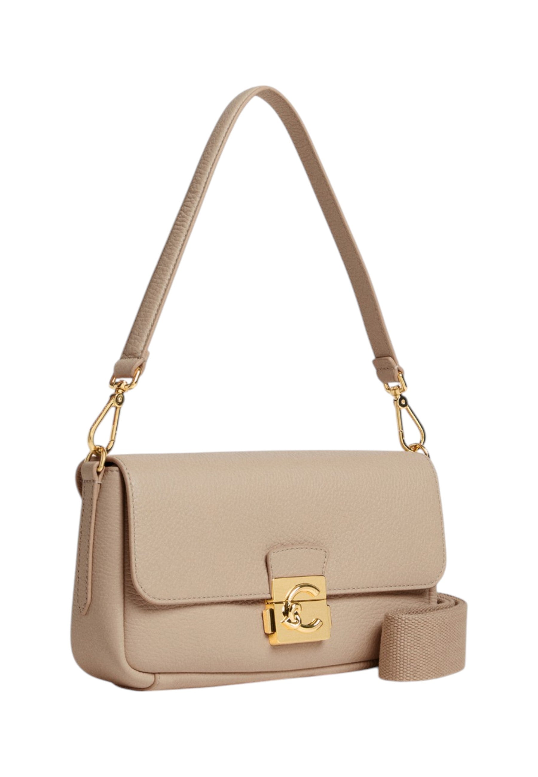 Borsa A Spalla Donna Coccinelle In Pelle Martellata Coccinelle C-Me Lock Medium E1U4K120201