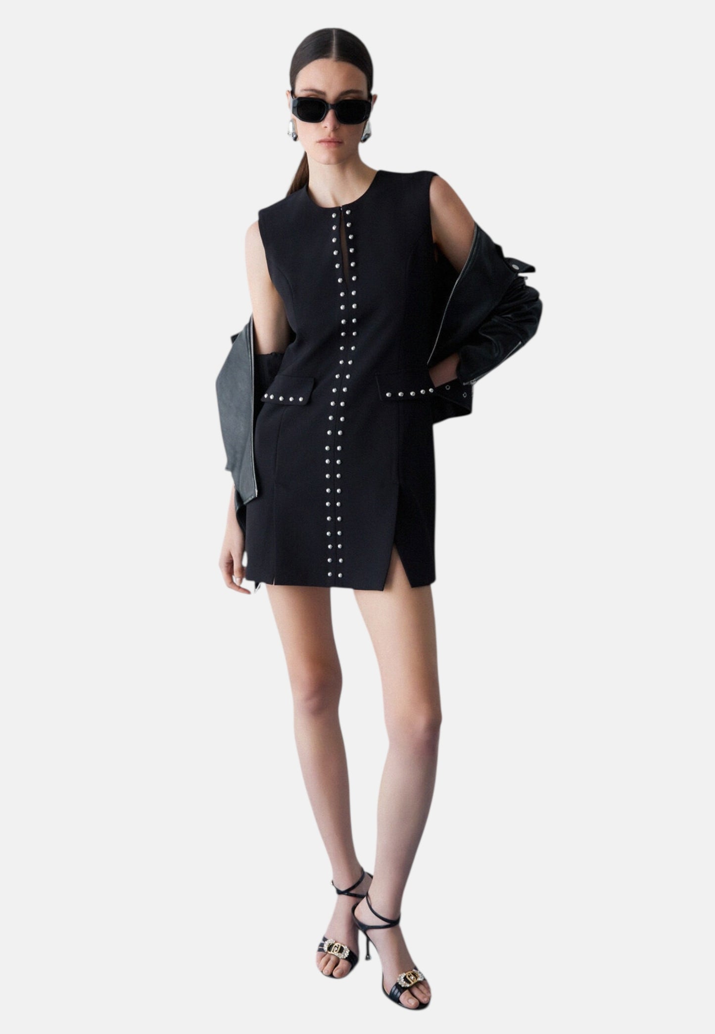 Vestito Corto Donna Liu Jo Tessuto Navetta Con Borchie  WA6119T2527