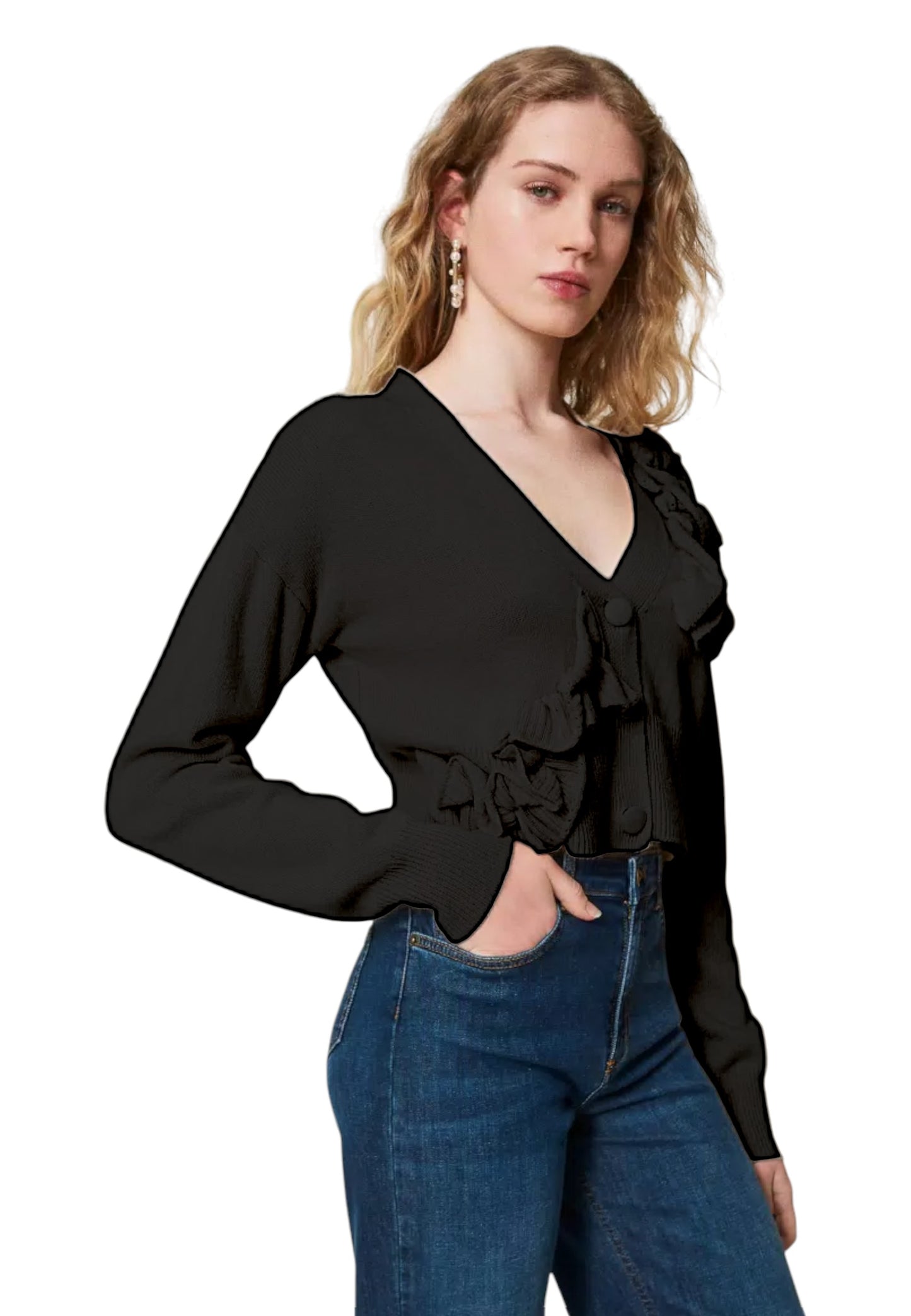 Cardigan  Donna Twinset In Maglia Con Motivo Rouches  242TP3300