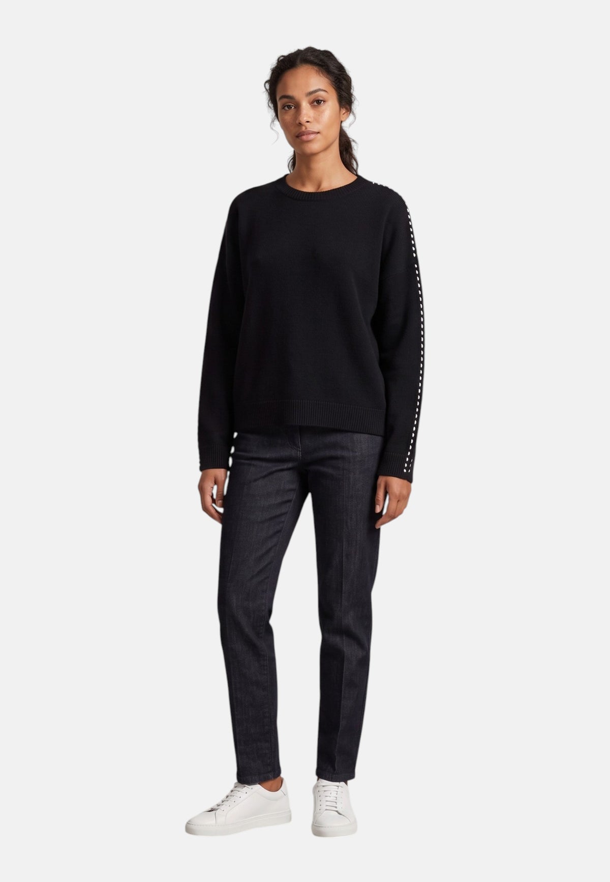 Maglione A Girocollo Donna Roy Roger's Pura lana, scollo girocollo, maniche lunghe Saddle crew neck RND90413CV03XXXX