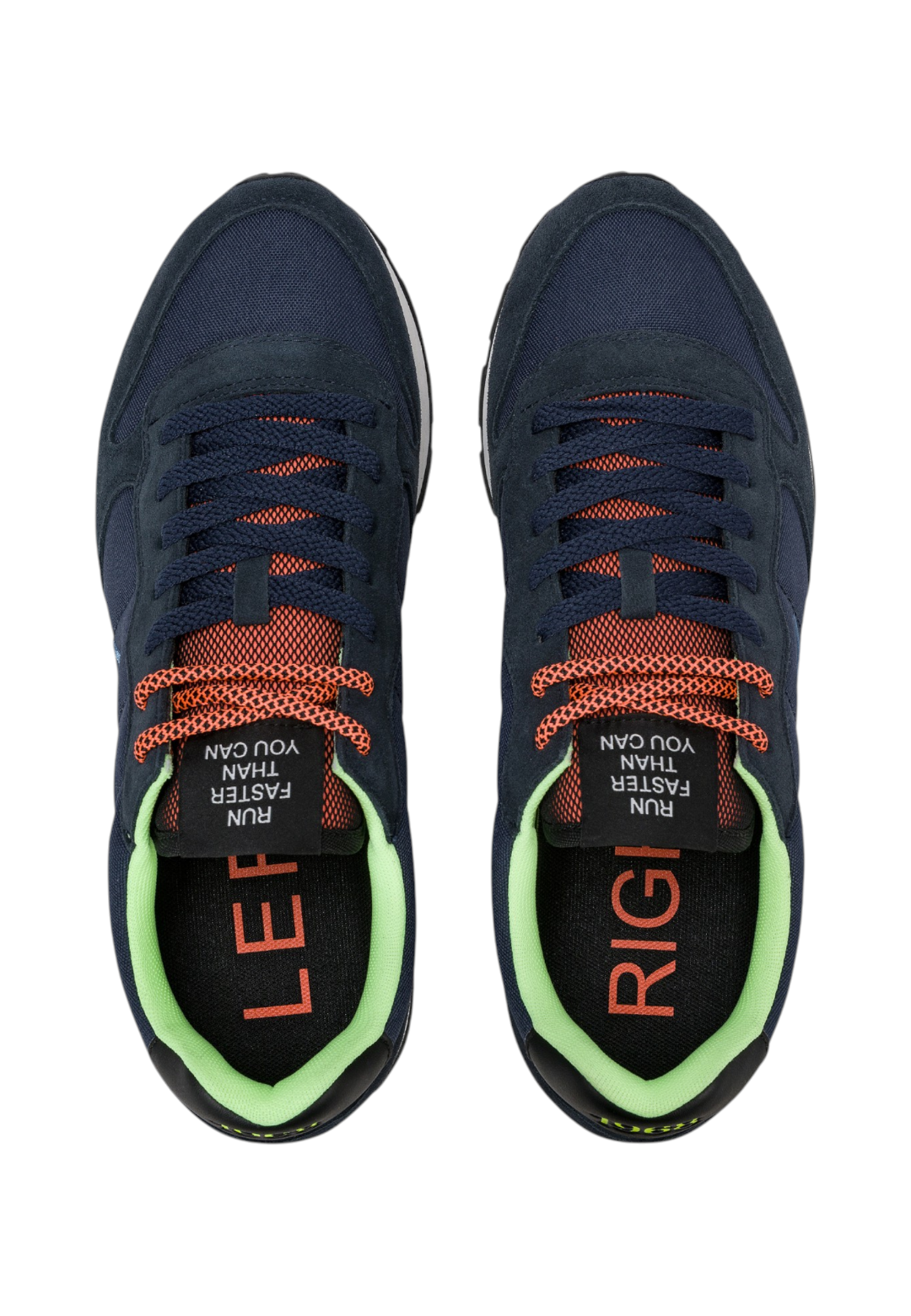 Sneakers Basse Uomo Sun68 Stile Running, Nylon E Suede, Dettagli Fluo, Logo Ricamato Tom Fluo Z46102