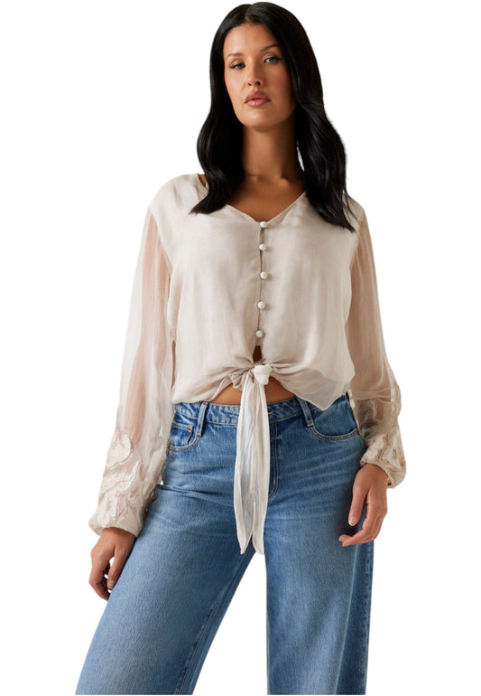 Blusa Manica lunga Donna Guess  Camilla Garment Dyed W5YH0VWE550