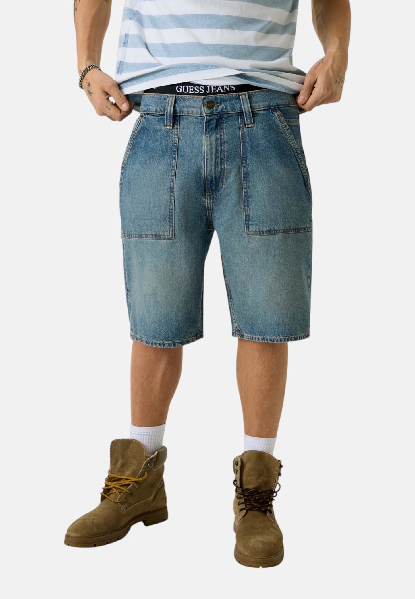 Pantaloncini Bermuda Uomo Guess In Denim Gj Carpenter Utility M6GD00D5M5S