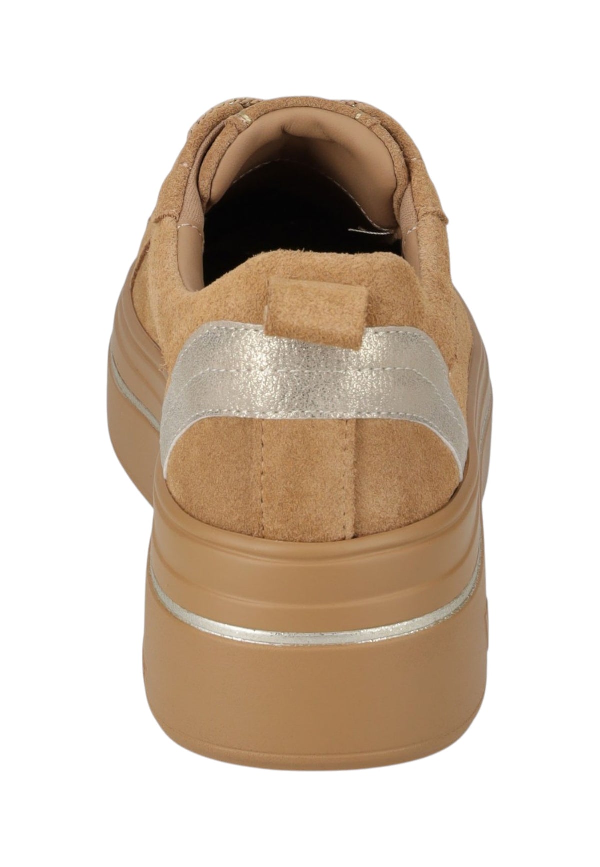 Sneakers Basse Donna Valleverde chiusura con lacci, inserto metallizzato sul tallone, suola alta, sottopiede in pelle  V35451