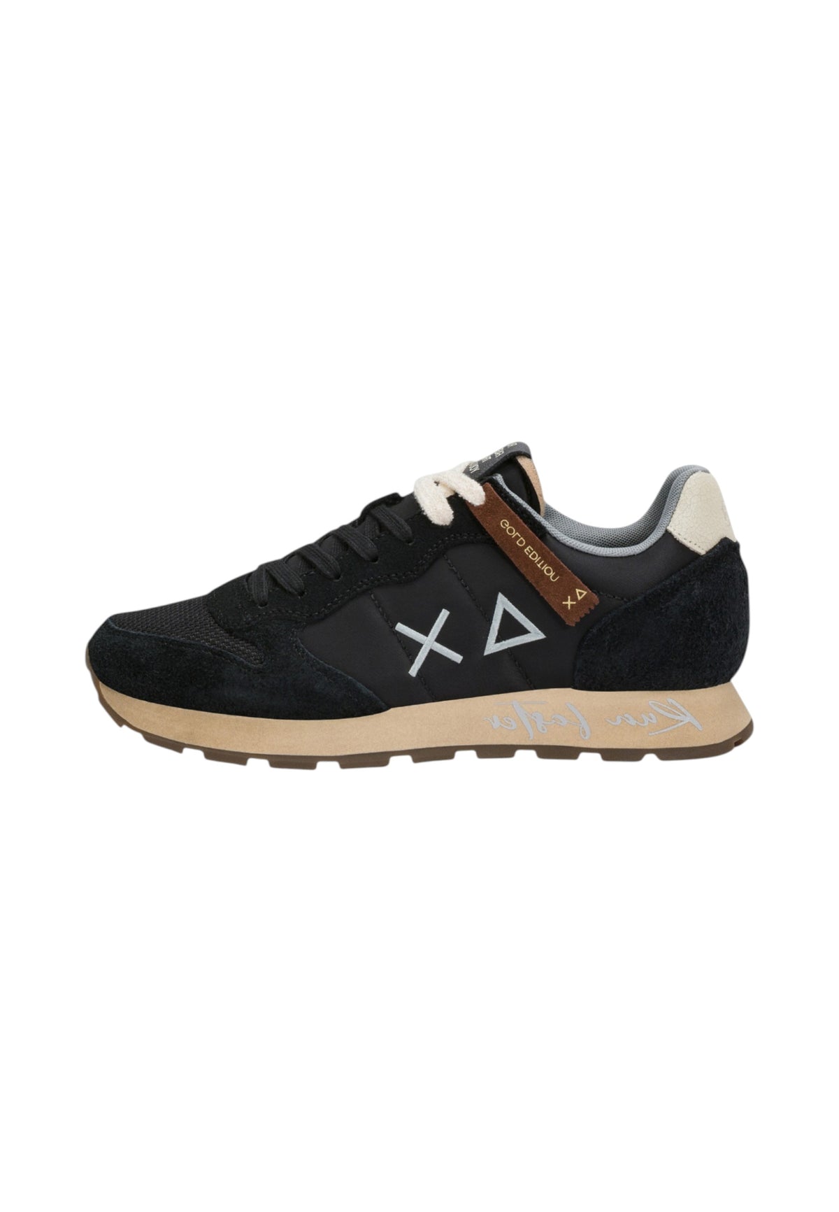 Sneakers Basse Uomo Sun68 Stile Running, Nylon E Suede, Effetto Vintage, Logo Ricamato Tom Vintage Z46105