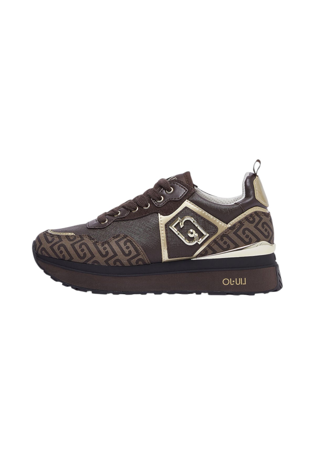 Sneakers Basse Donna Liu Jo Con Platform, Stampa Monogram E Inserti Effetto Saffiano Liu Jo Maxi Wonder 01 BF6001EX339