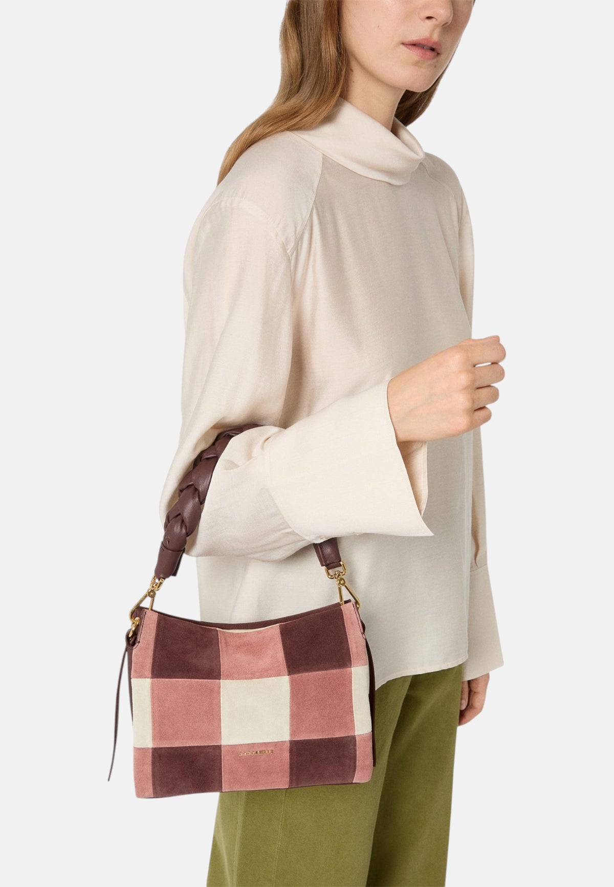 Borsa A Mano Donna Coccinelle Motivo Vichy, In camoscio Boheme Vichy Patch E1VT5580101