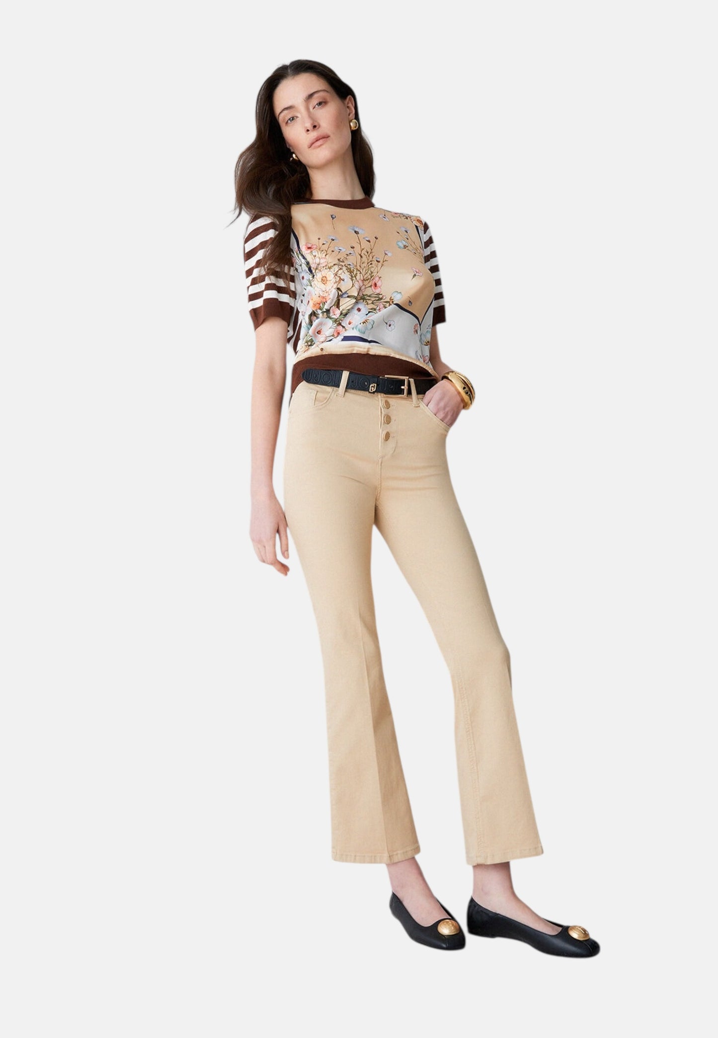 Pantaloni Flare Fit Donna Liu Jo Cropped Vita Alta Princess WA6256T367A