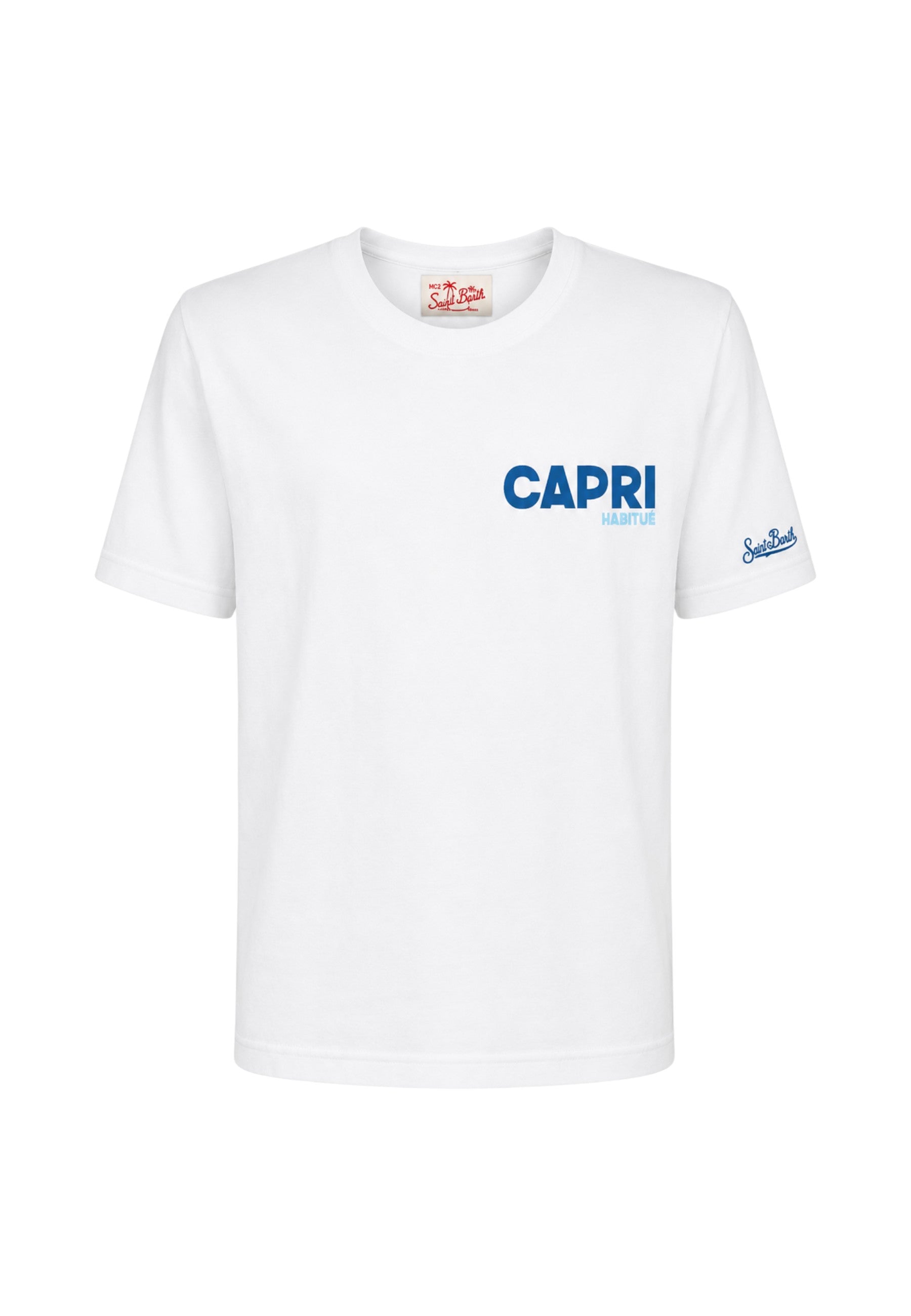 T-Shirt Manica Corta Uomo Mc2 Saint Barth Stampa/Ricamo Fronte E Retro Capri Summer Portland PRL0002