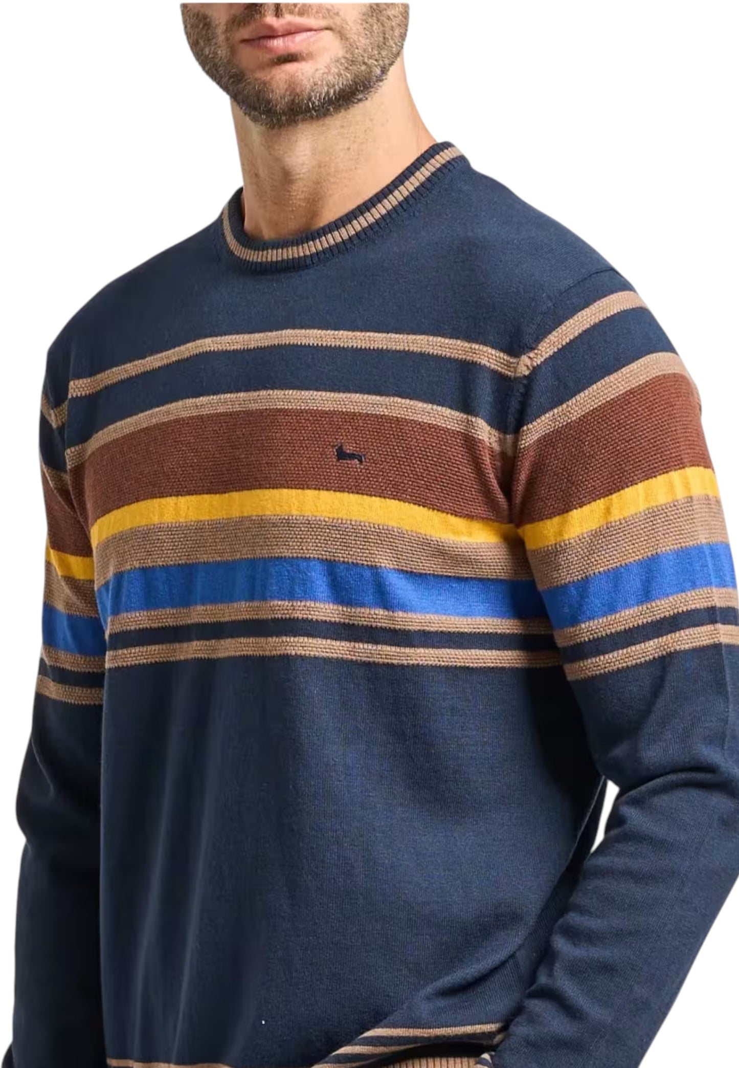 Maglione A Girocollo Uomo Harmont & Blaine Righe Piazzate 3D  HRP823030788