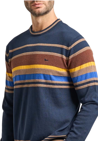 Maglione A Girocollo Uomo Harmont & Blaine Righe Piazzate 3D  HRP823030788