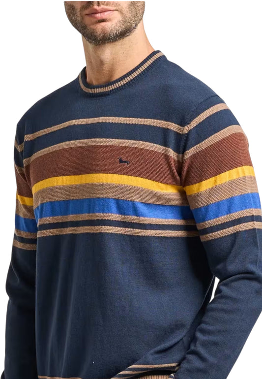 Maglione A Girocollo Uomo Harmont & Blaine Righe Piazzate 3D  HRP823030788