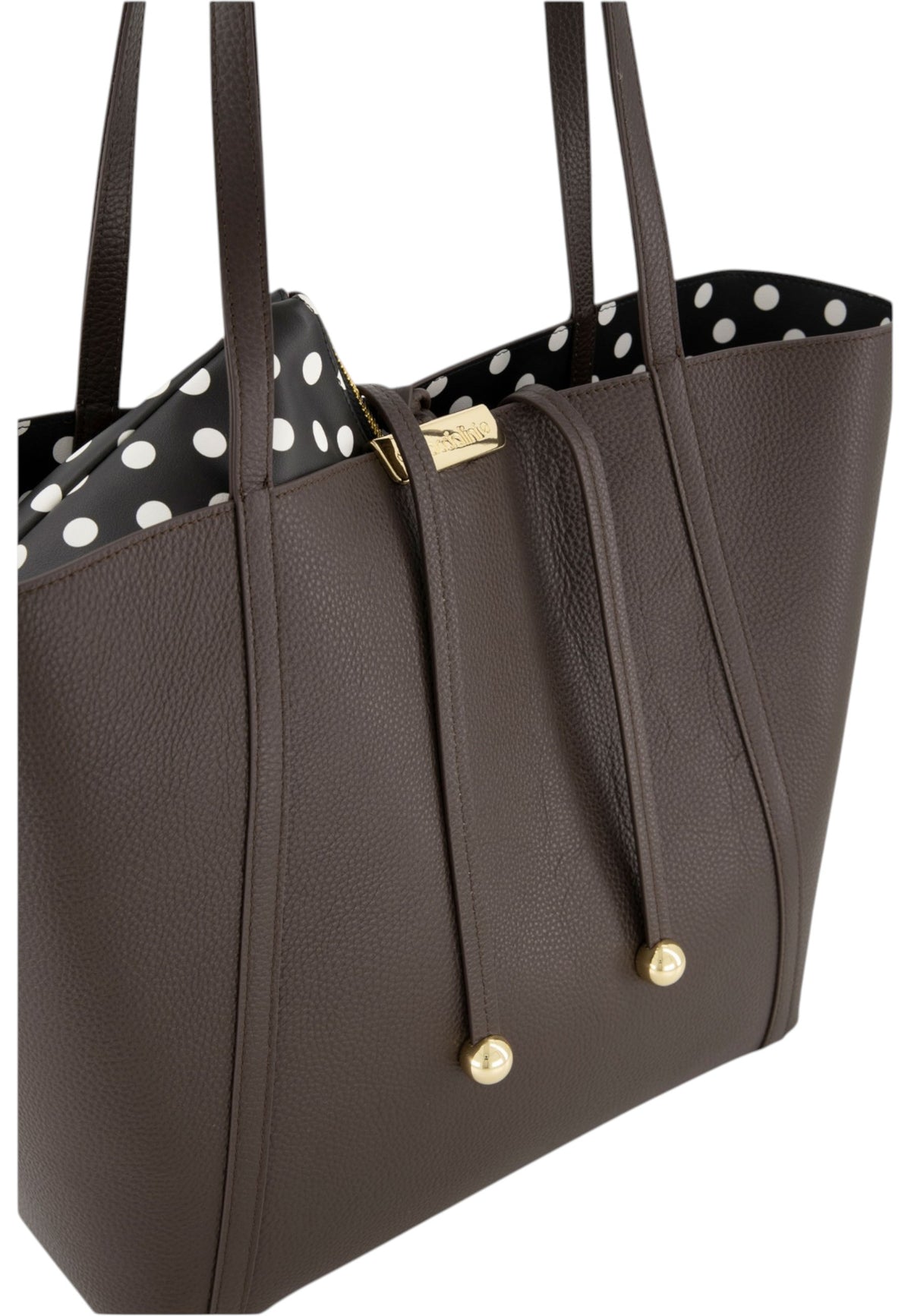 Borsa A Spalla Donna Braccialini Reversibile, Manico doppio, Chiusura con coulisse, Design reversibile con interno a pois, Dimensioni: 45 x 11 x 30 Cm Double B19323PP