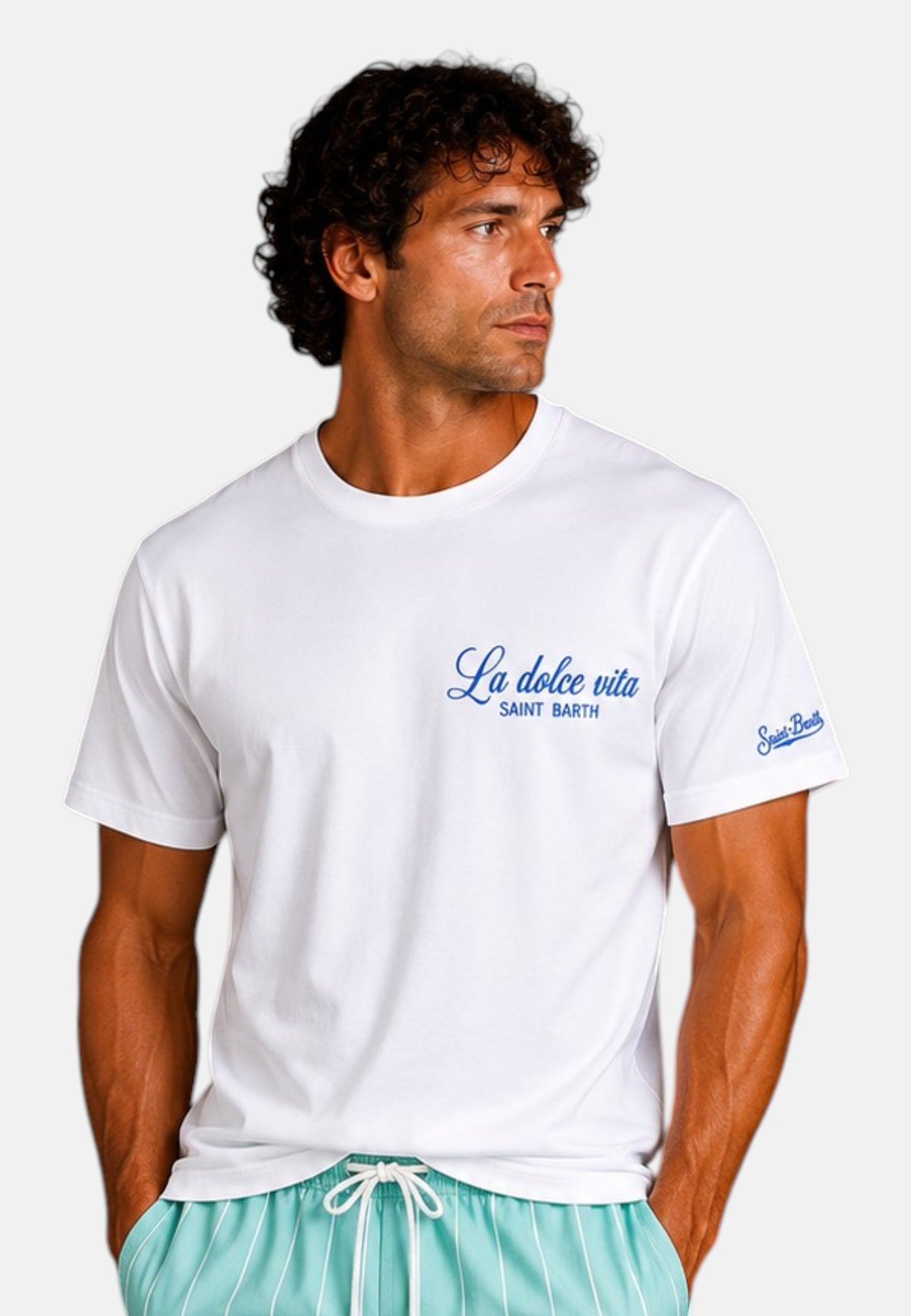 T-Shirt Manica Corta Uomo Mc2 Saint Barth Stampa/Ricamo Fronte E Retro Dolce Vita Estate Portland PRL0002